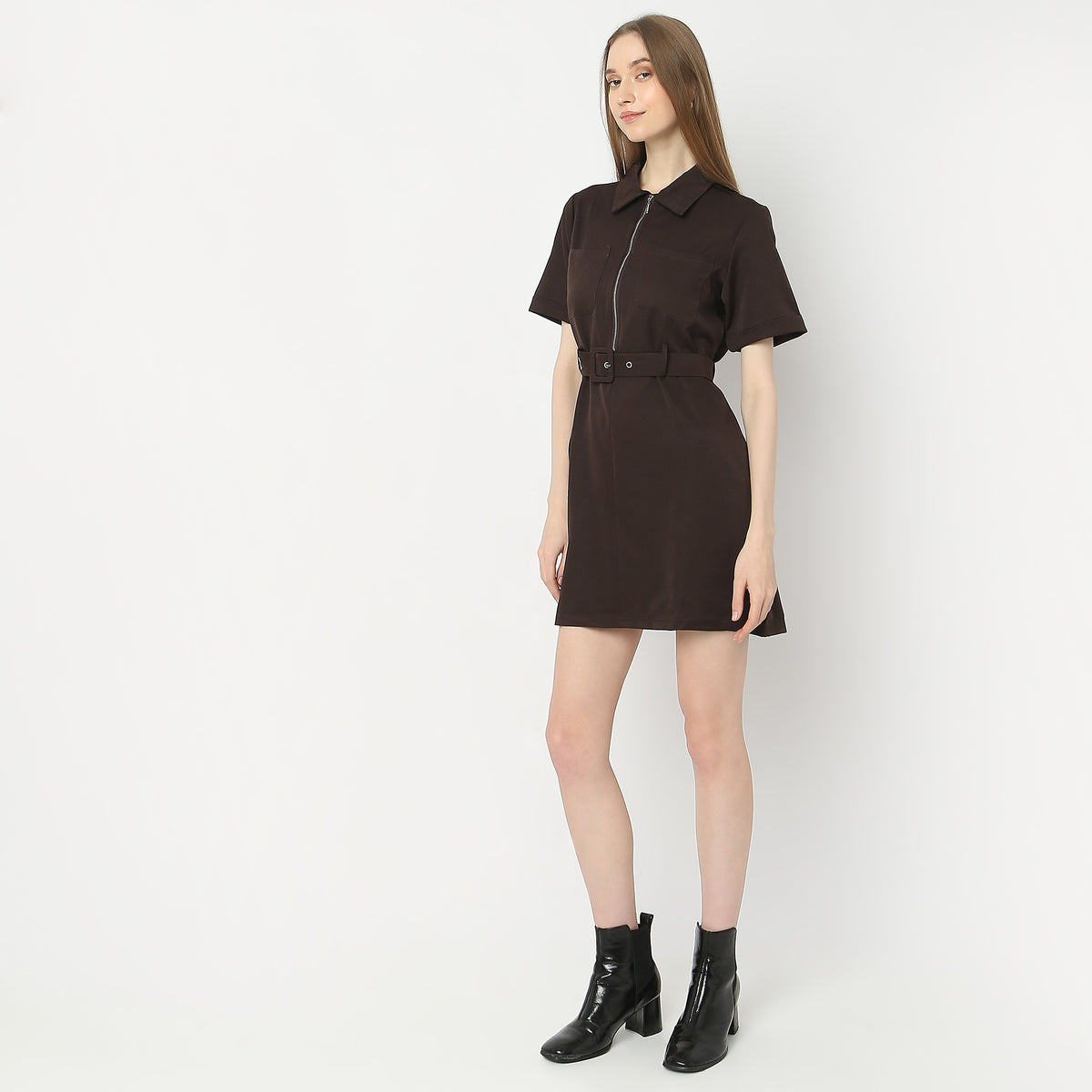 Regular Fit Solid Dress