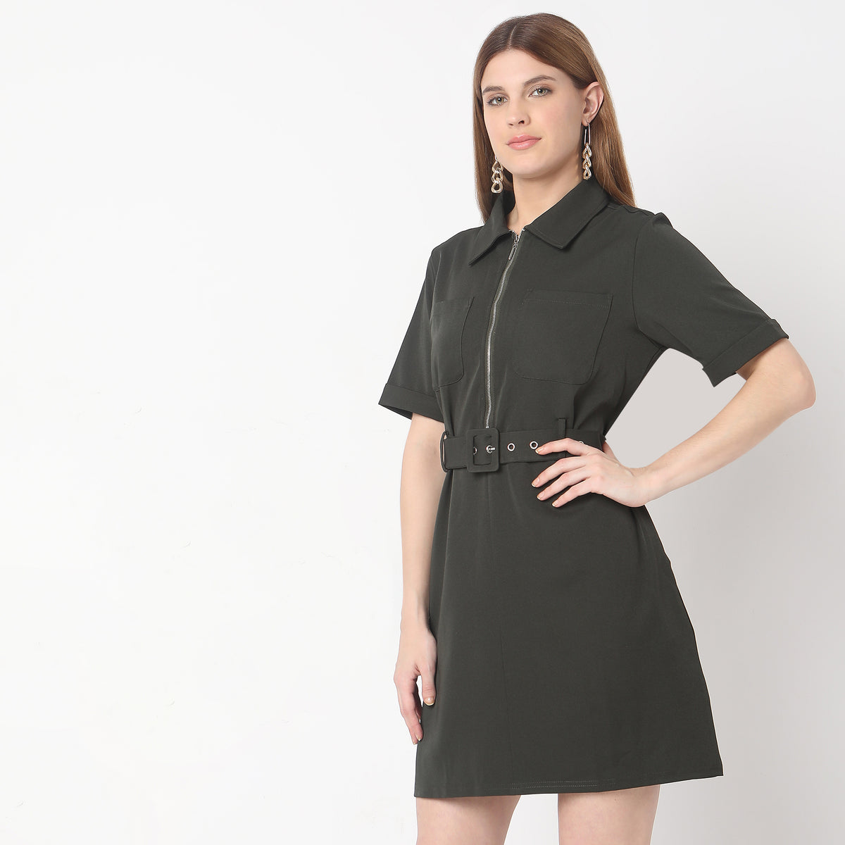 Regular Fit Solid Dress