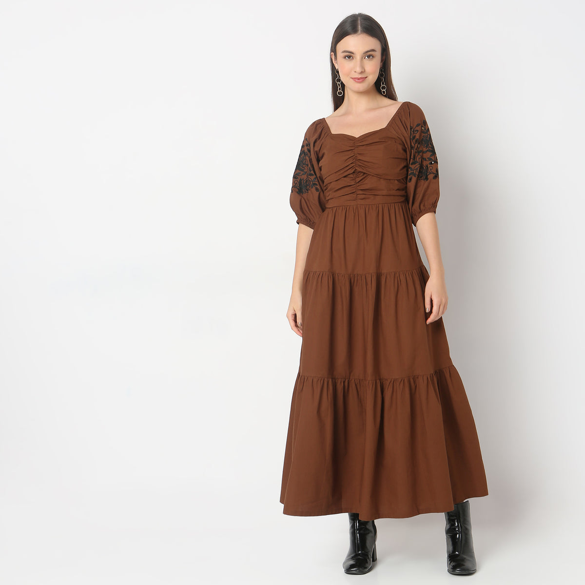 Straight Fit Embroidered Dress