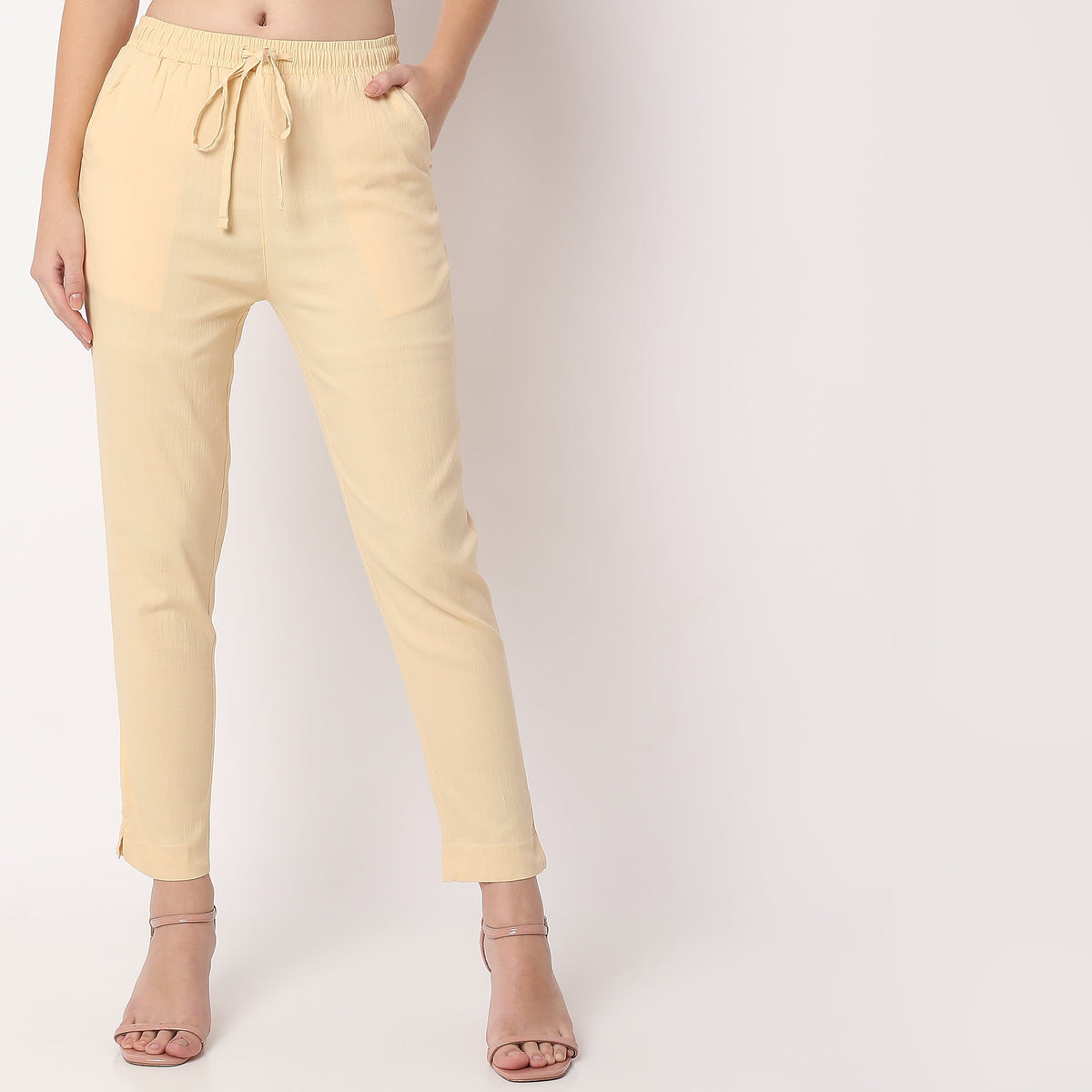 Slim Fit Solid Ethnic Pants