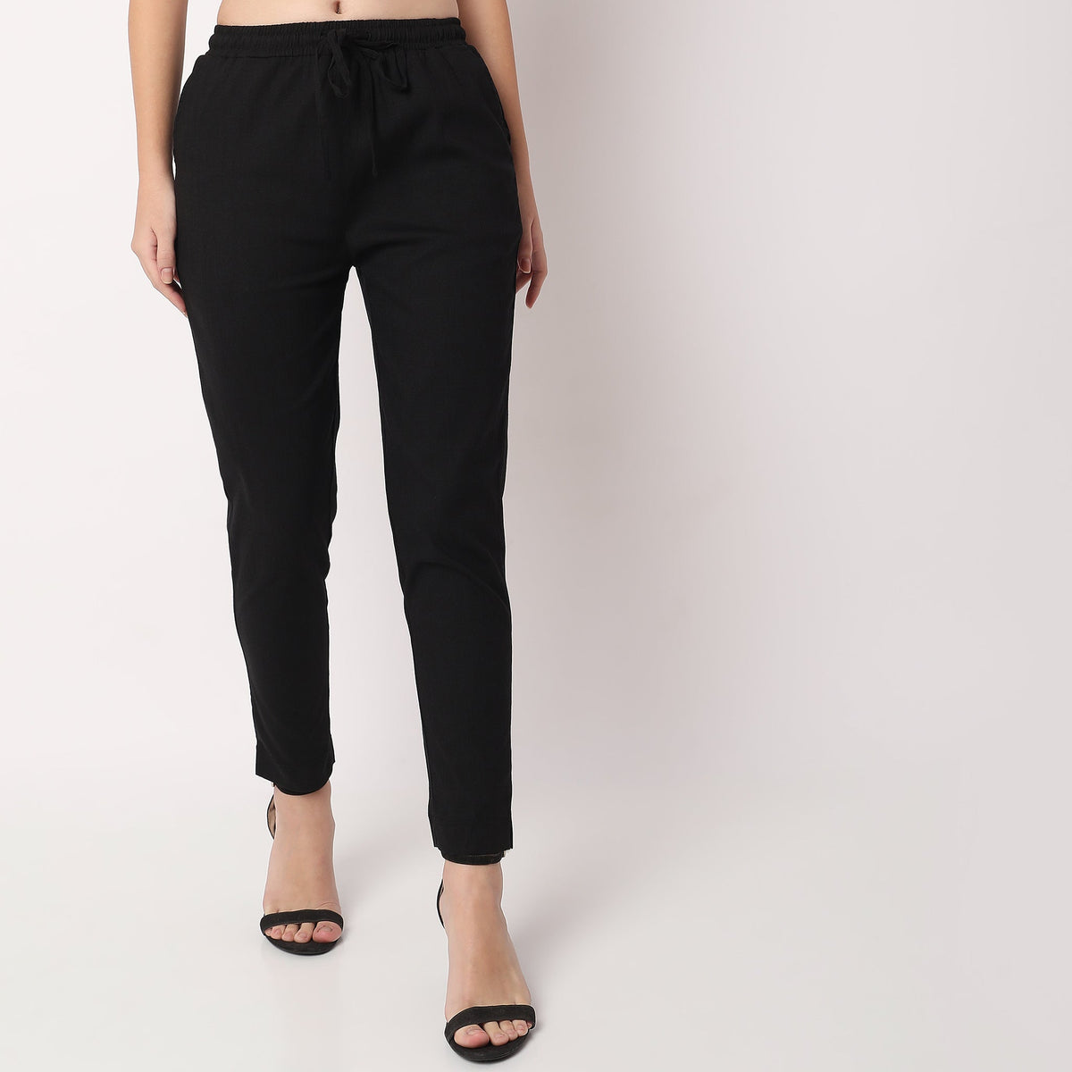 Slim Fit Solid Ethnic Pants