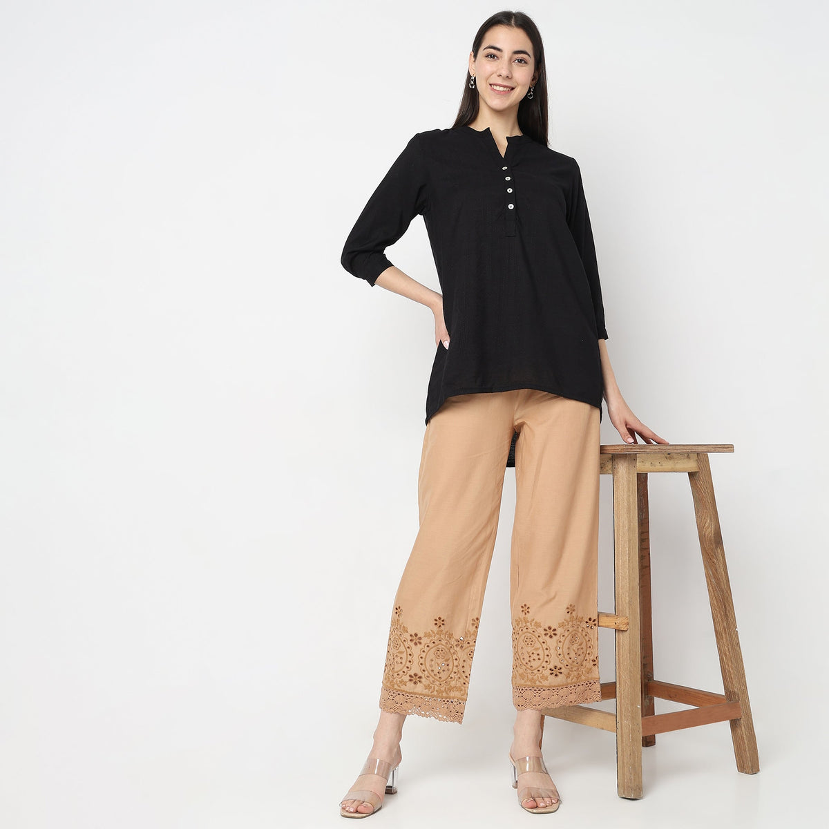 Regular Fit Embroidered Ethnic Pants