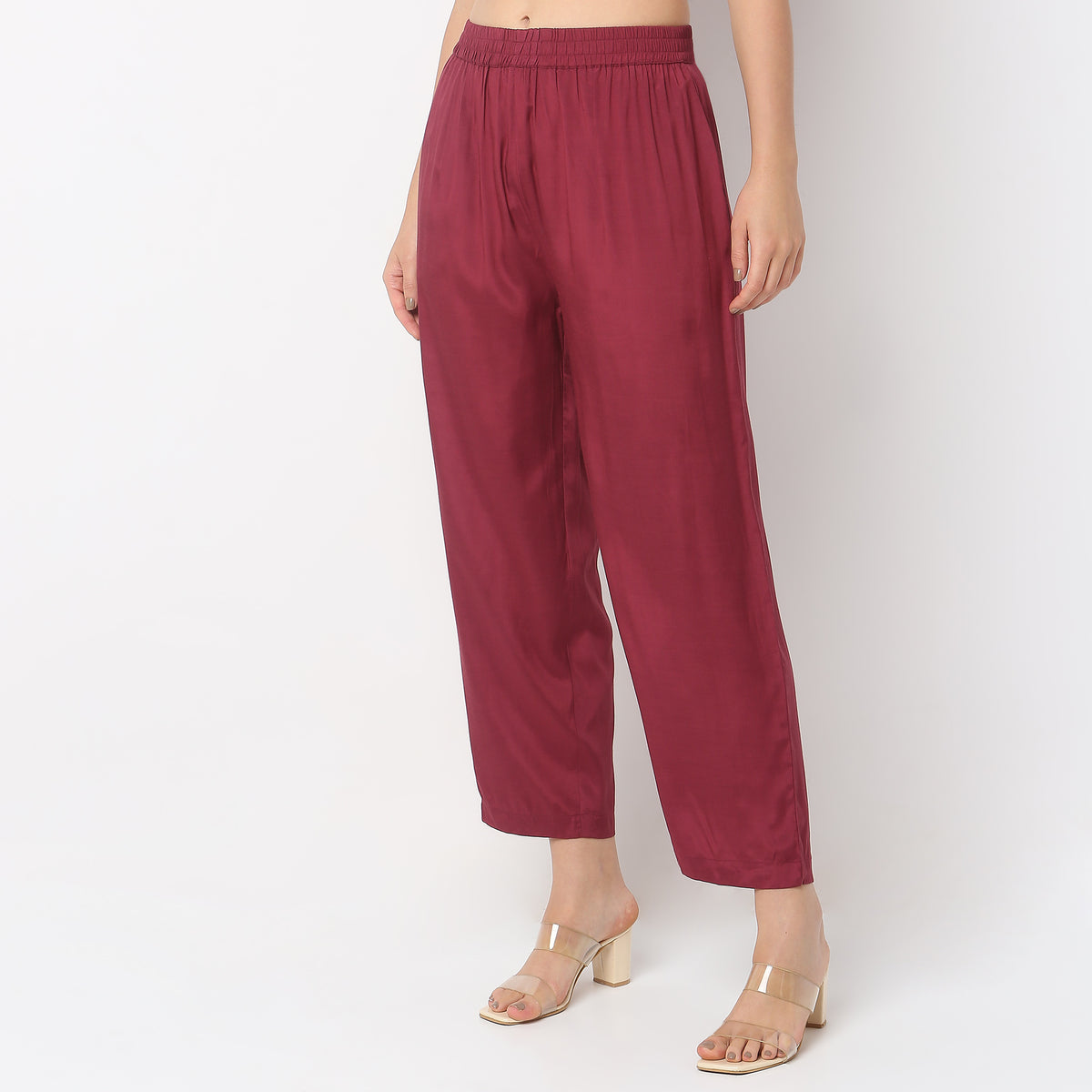 Straight Fit Mid Rise Pants