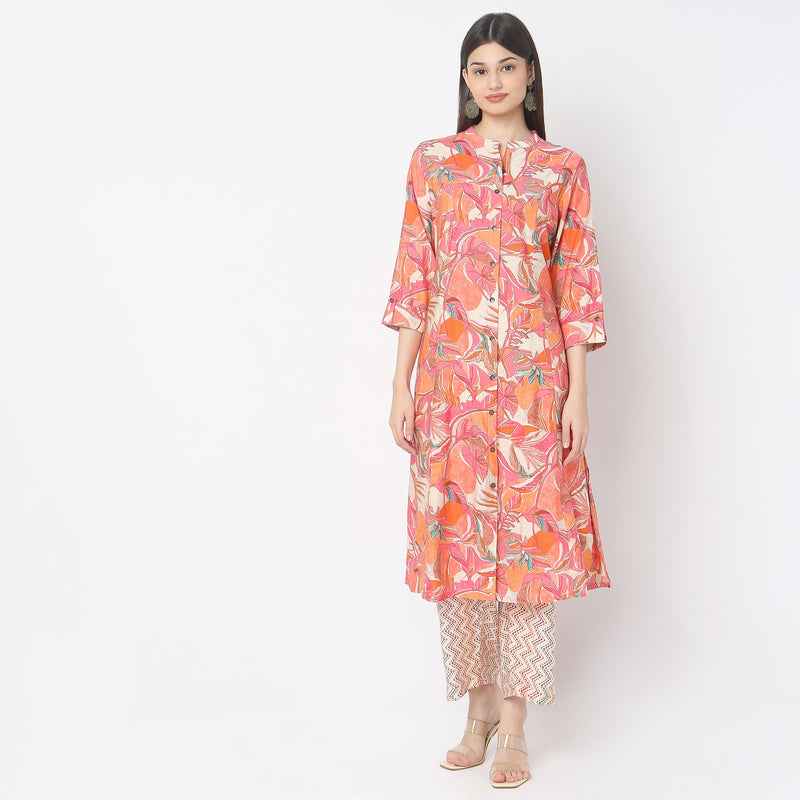 Regular Fit Printed Kurta with Pant Set