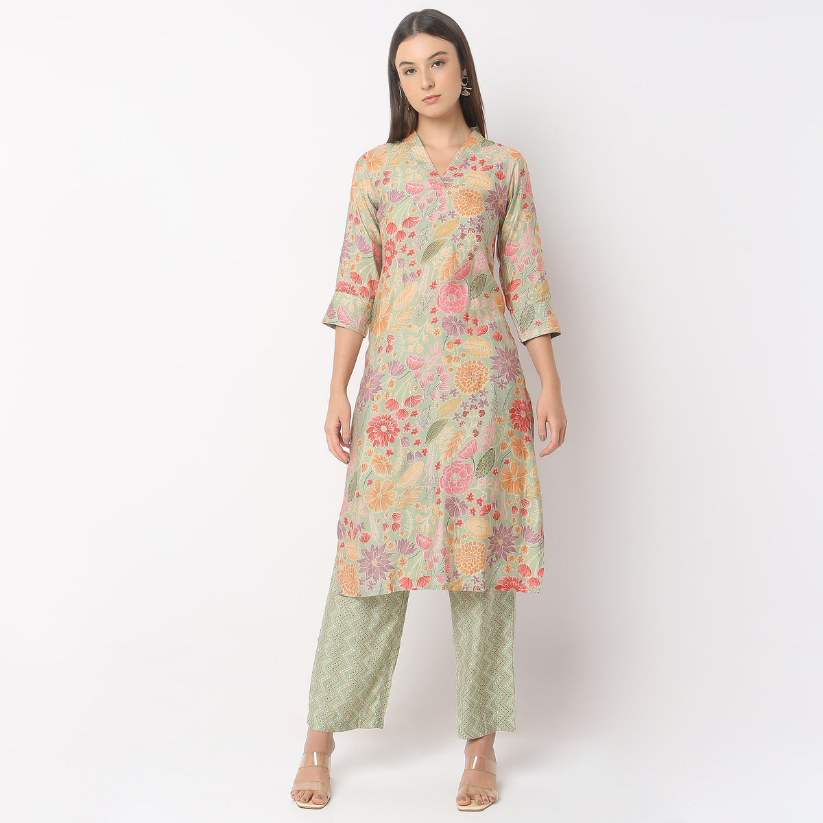 Regular Fit Printed Kurta with Pant Set