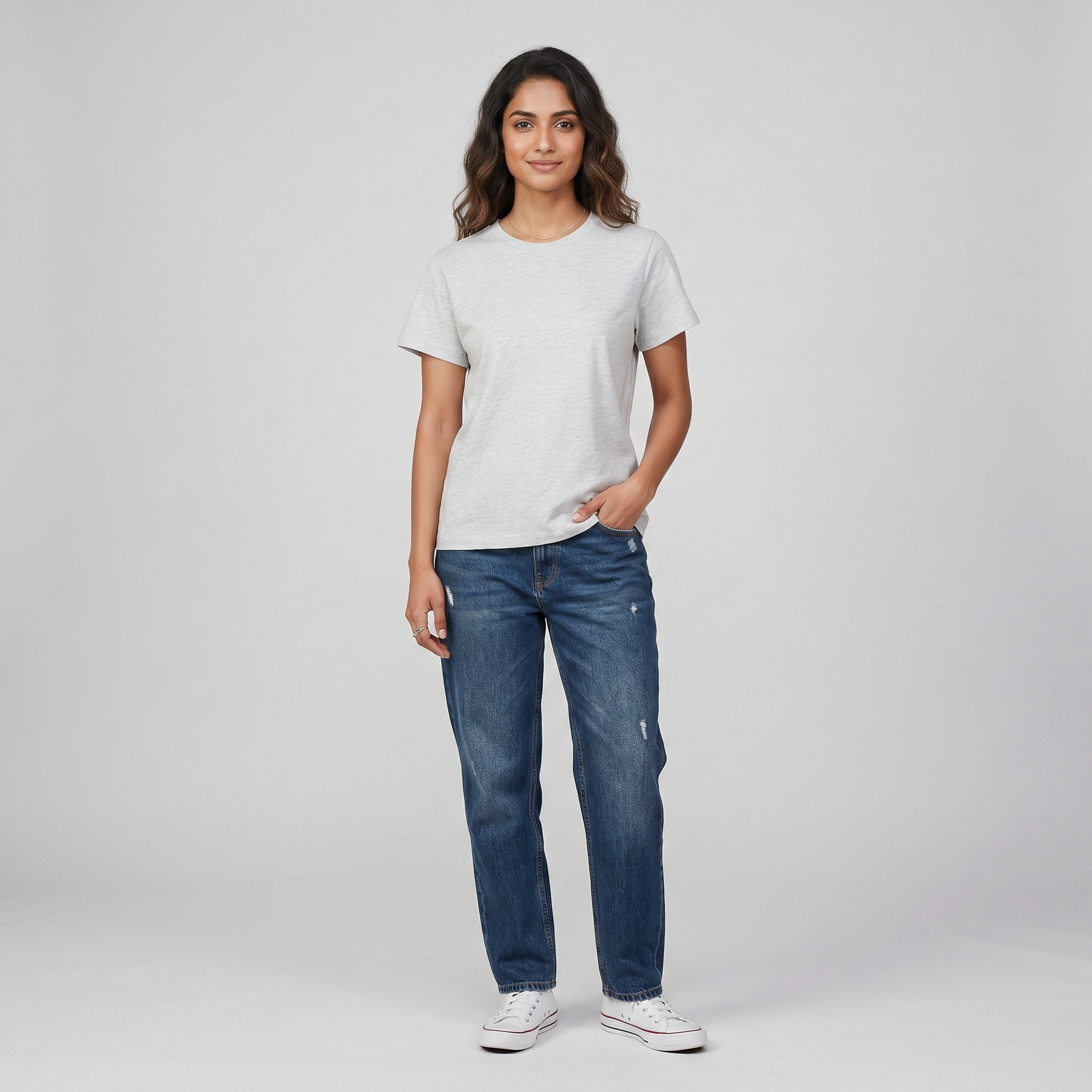 Cotton Solid Crew Neck T-Shirt