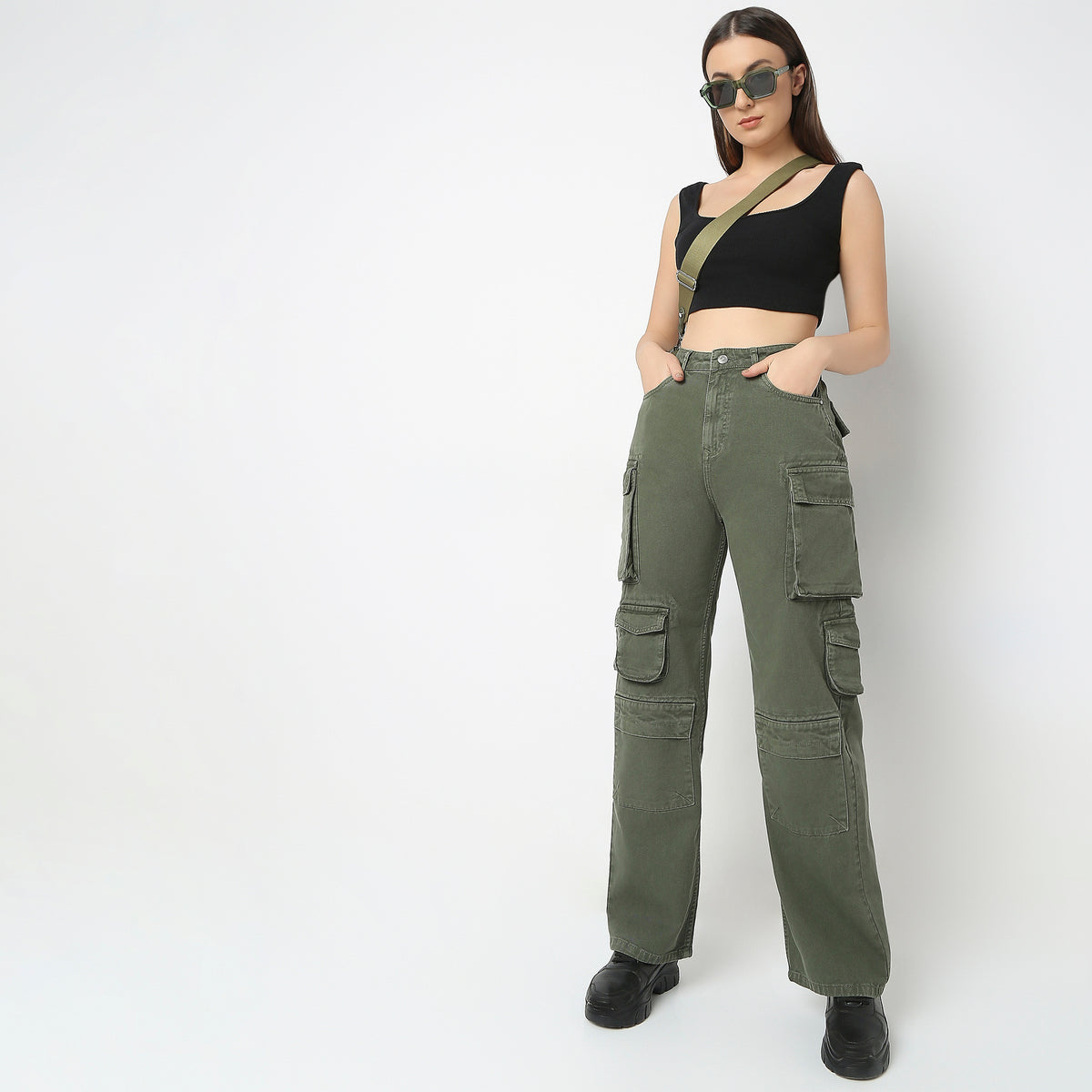 Cargo Fit High Rise Jeans