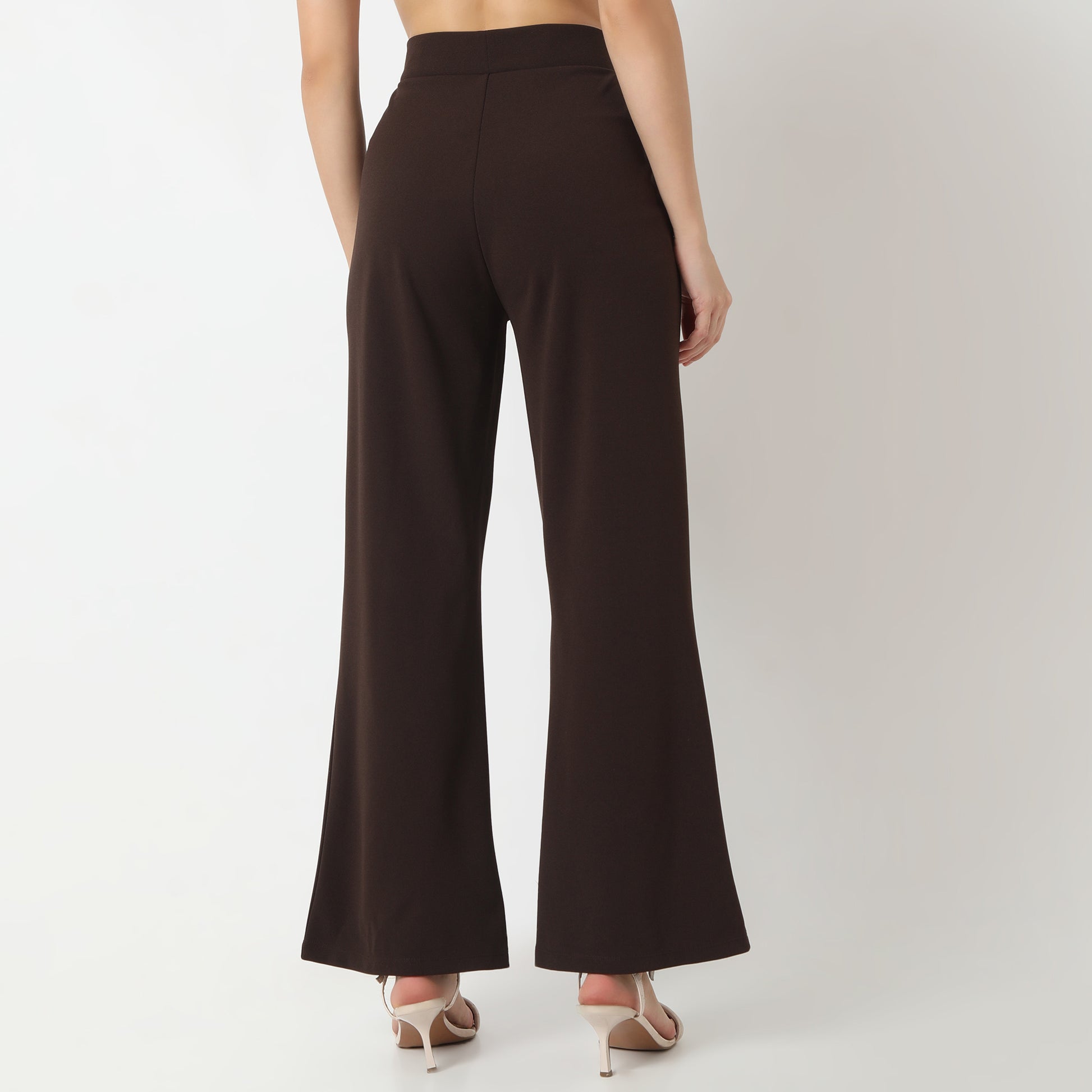 Flare Fit Solid Mid Rise Palazzos