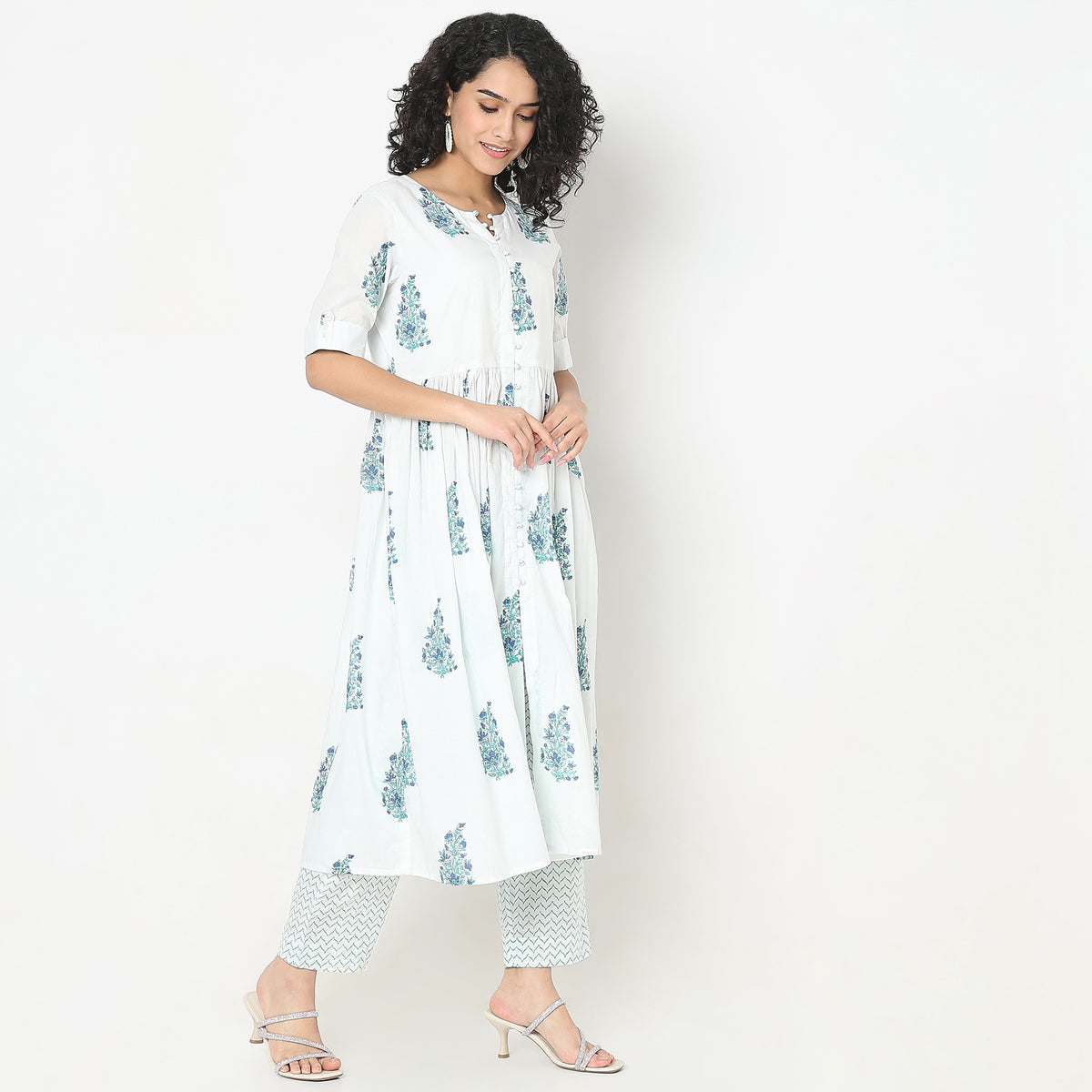 Flare Fit Printed Kurta with Pant Set