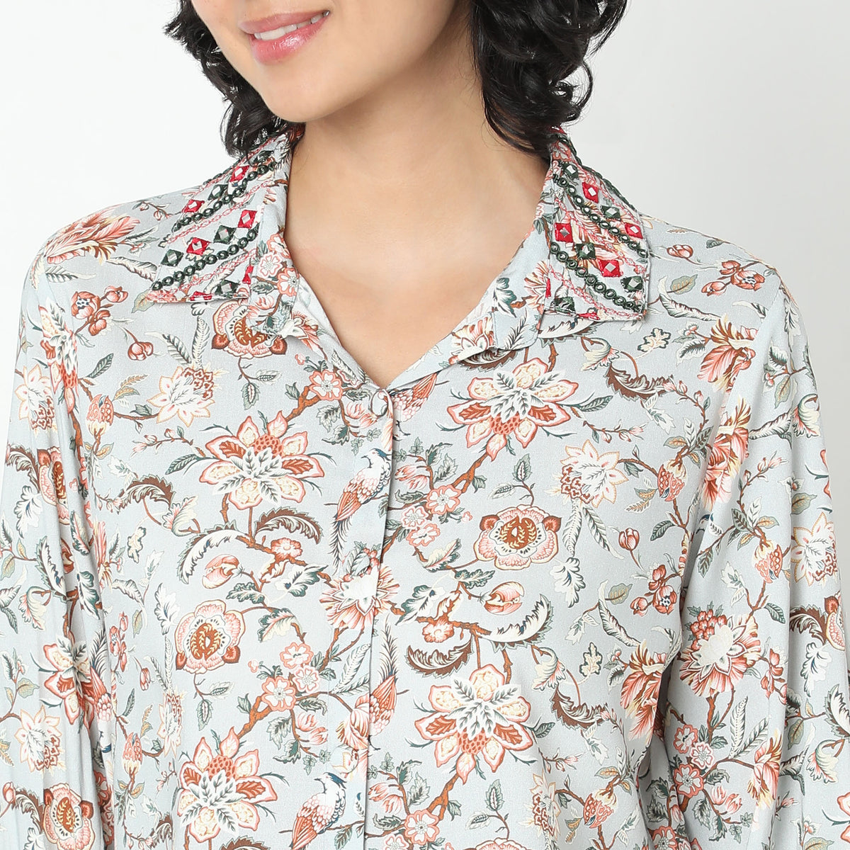 Straight Fit Printed Tunic Shirt with Pant Set