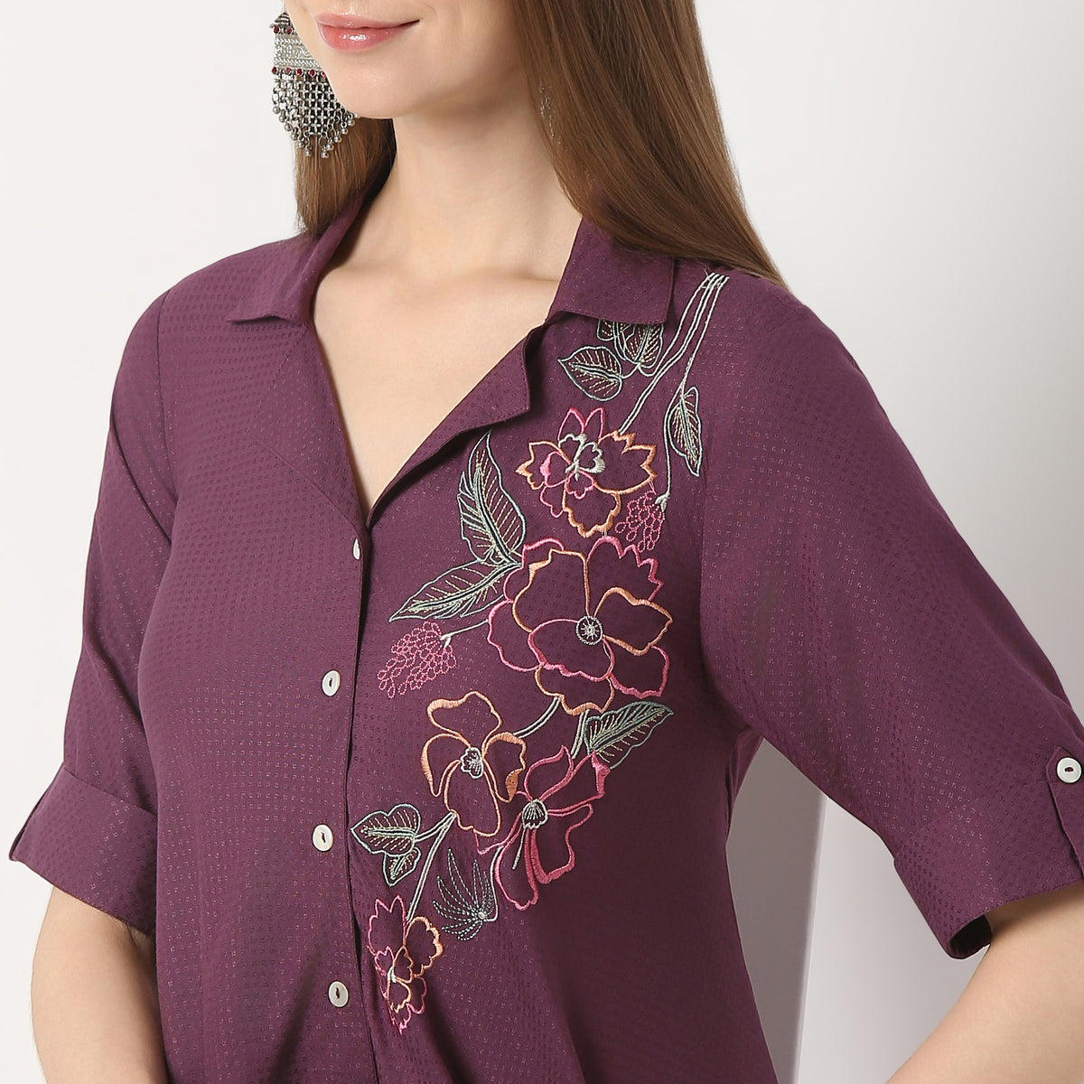 Regular Fit Embroidered Kurta with Pant Set