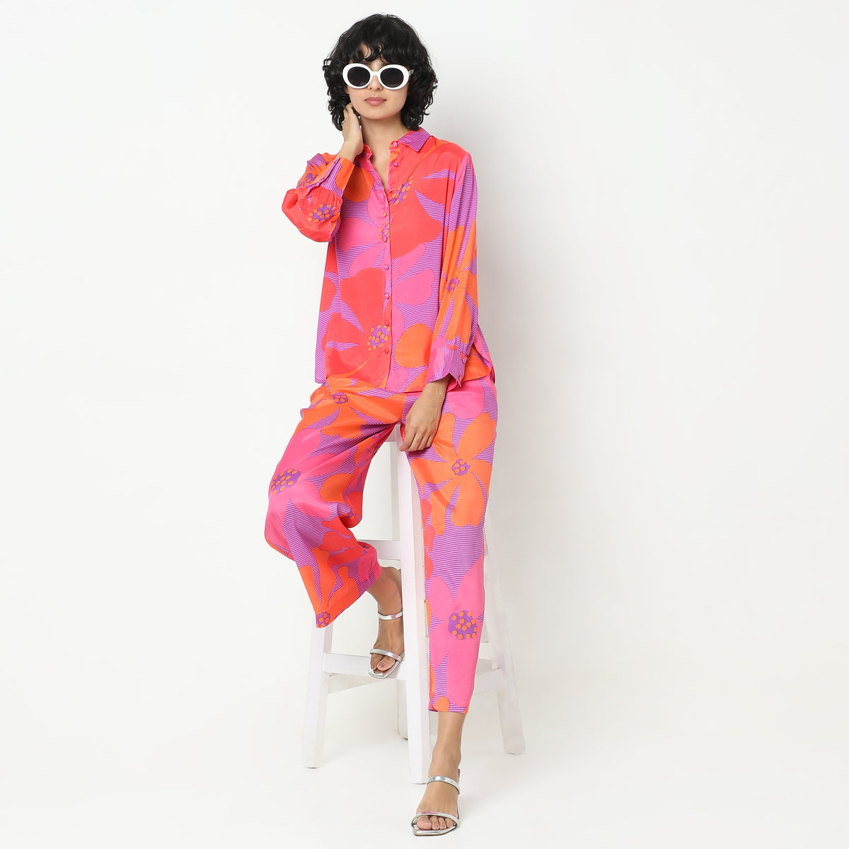 Straight Fit Printed Tunic Shirt with Pant Set