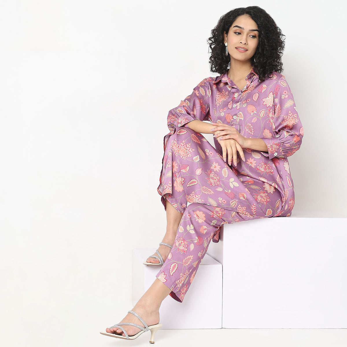 Regular Fit Floral Kurta with Pant Set