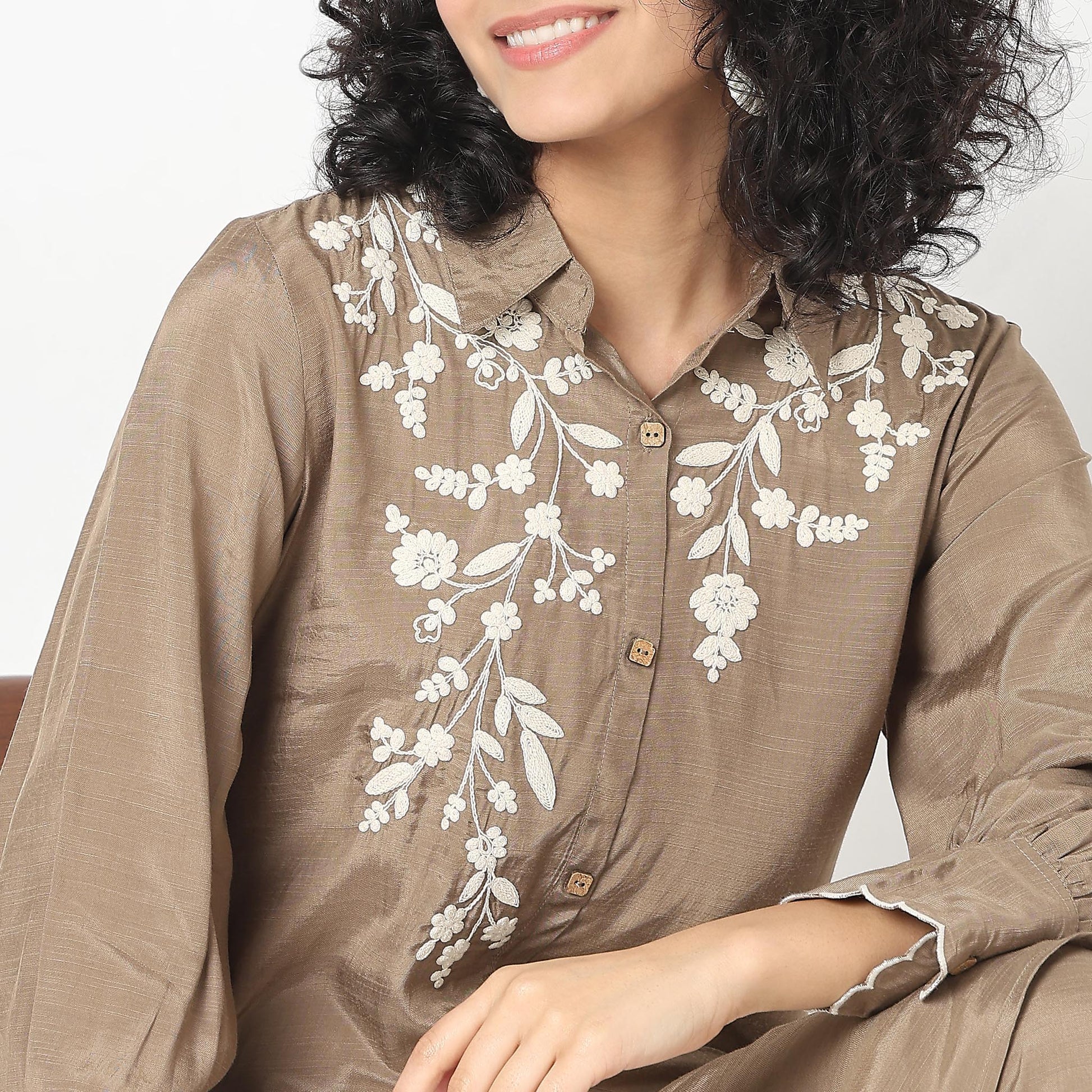 Regular Fit Embroidered Kurta with Pant Set