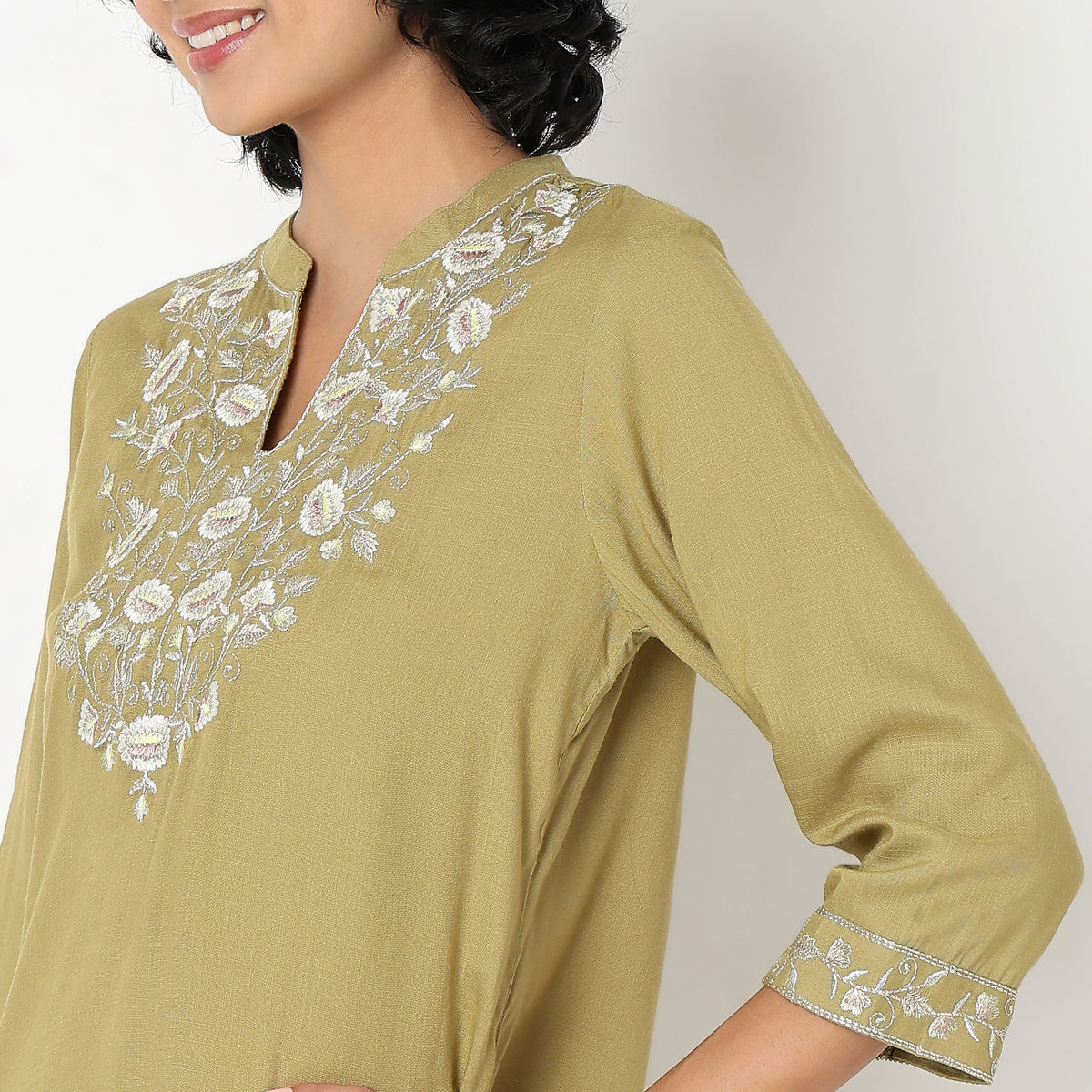 Regular Fit Embroidered Kurta with Palazzo Set