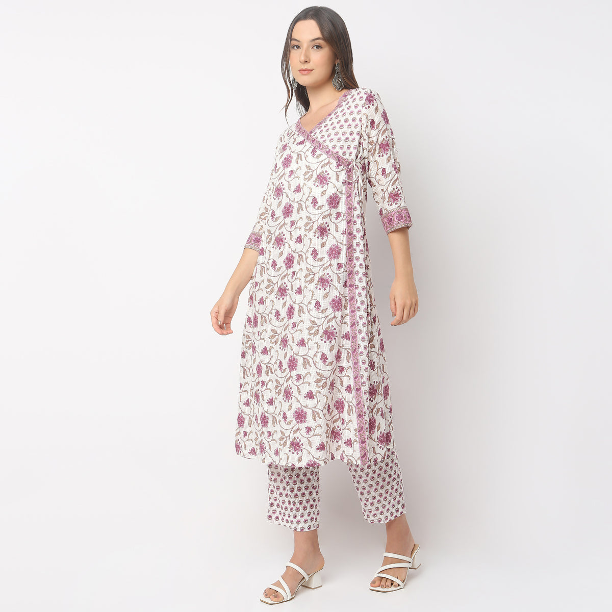 Regular Fit Floral Kurta and Pant with Dupatta Set