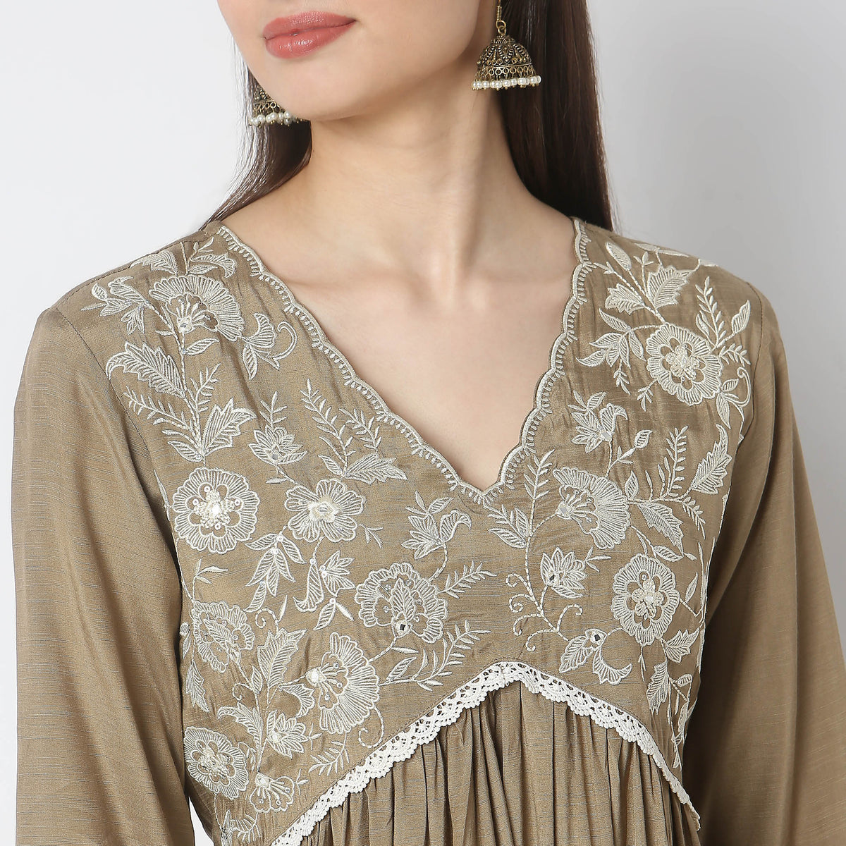 Flare Fit Embroidered Kurta Salwar with Dupatta Set