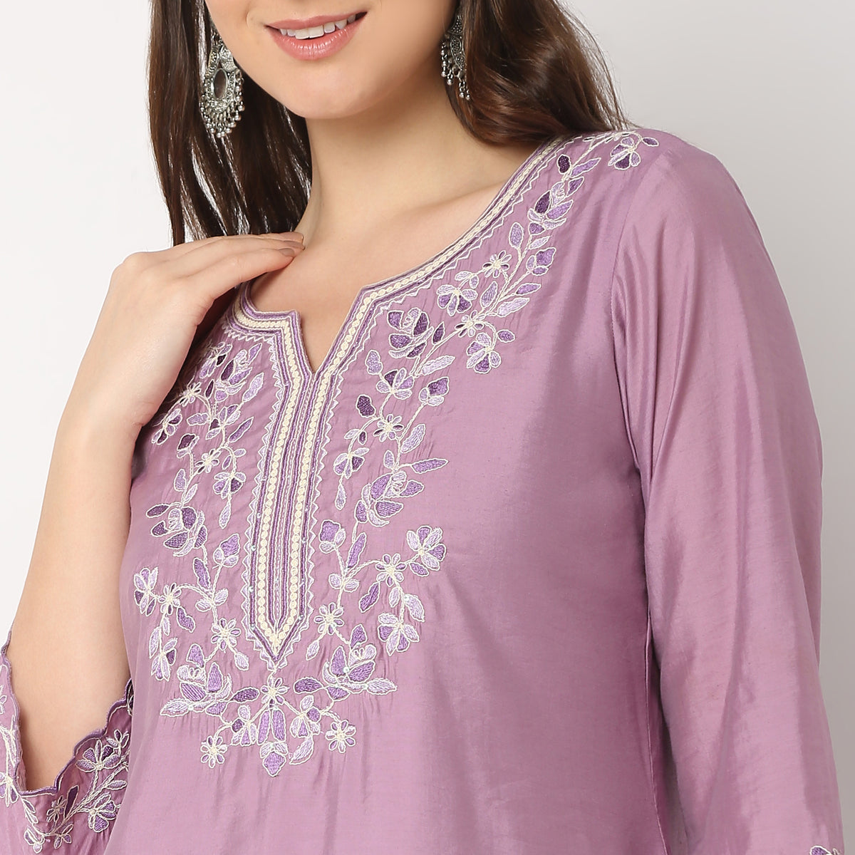 Regular Fit Embroidered Kurta and Pant with Dupatta Set