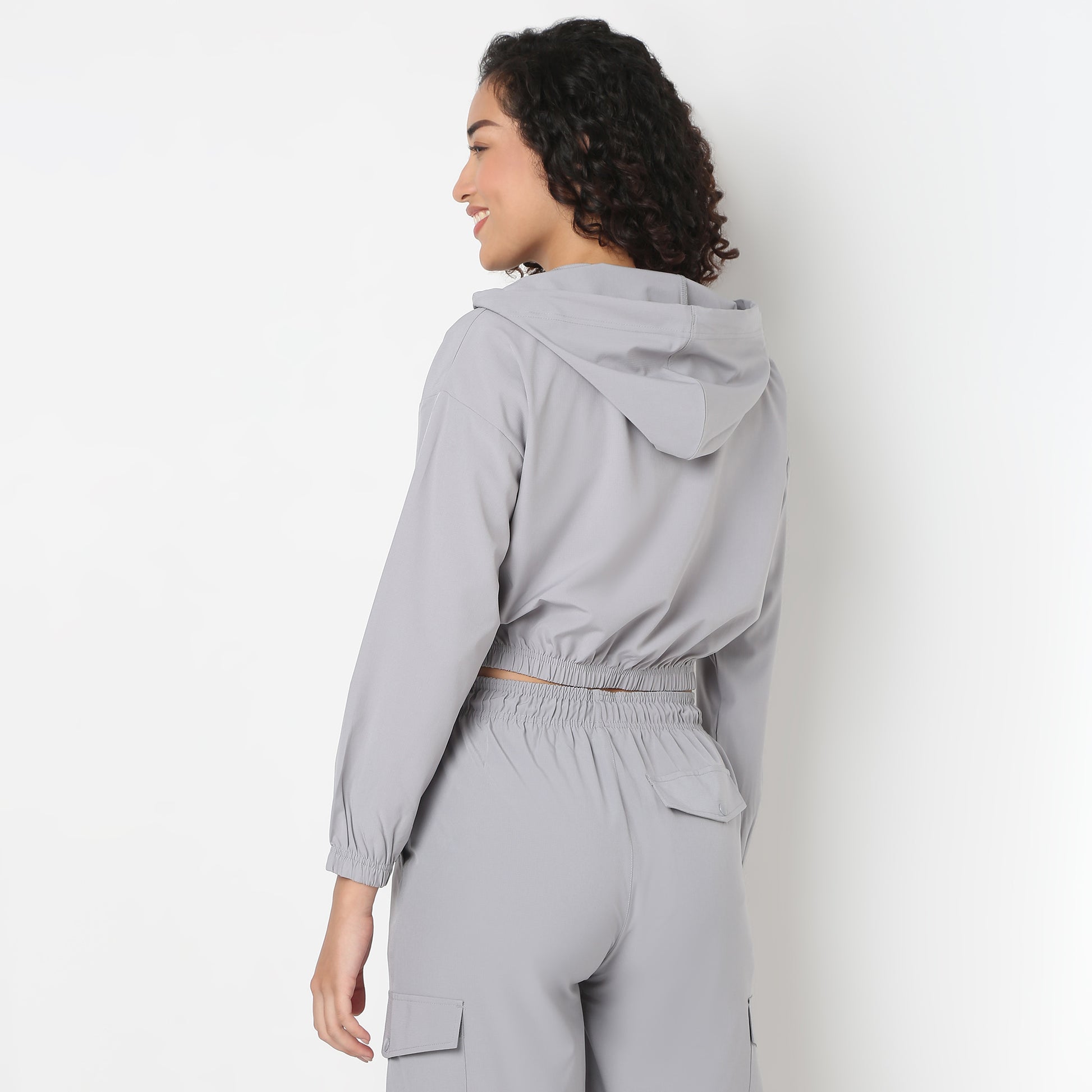 Athleisure Jacket with Frontal Zipper and Patch Pockets