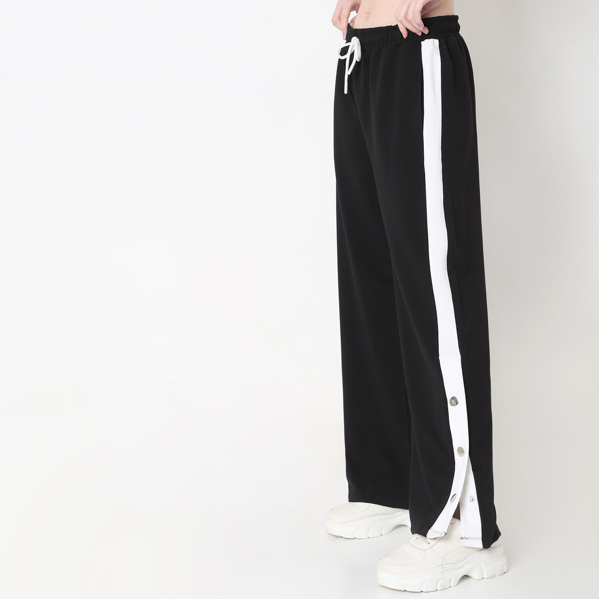 Regular Fit Solid High Rise Trackpants