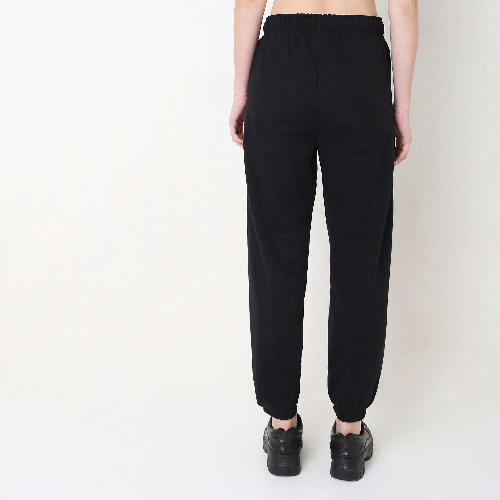 Regular Fit Solid High Rise Joggers