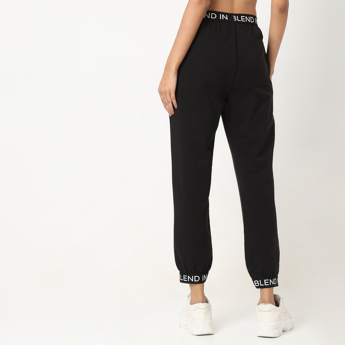 Regular Fit Solid High Rise Joggers