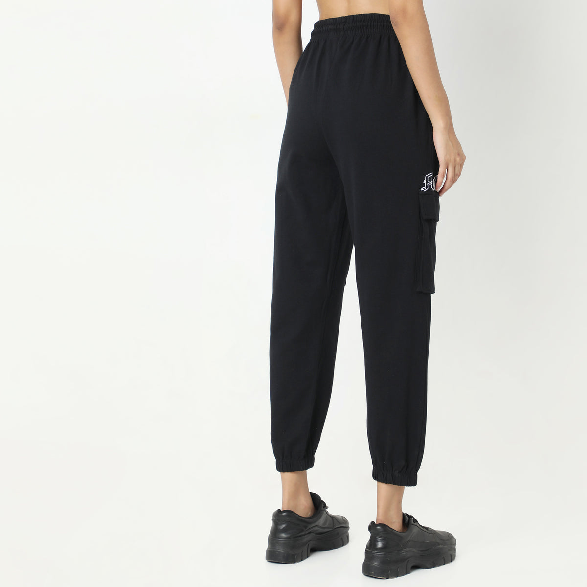 Regular Fit Embroidered High Rise Joggers