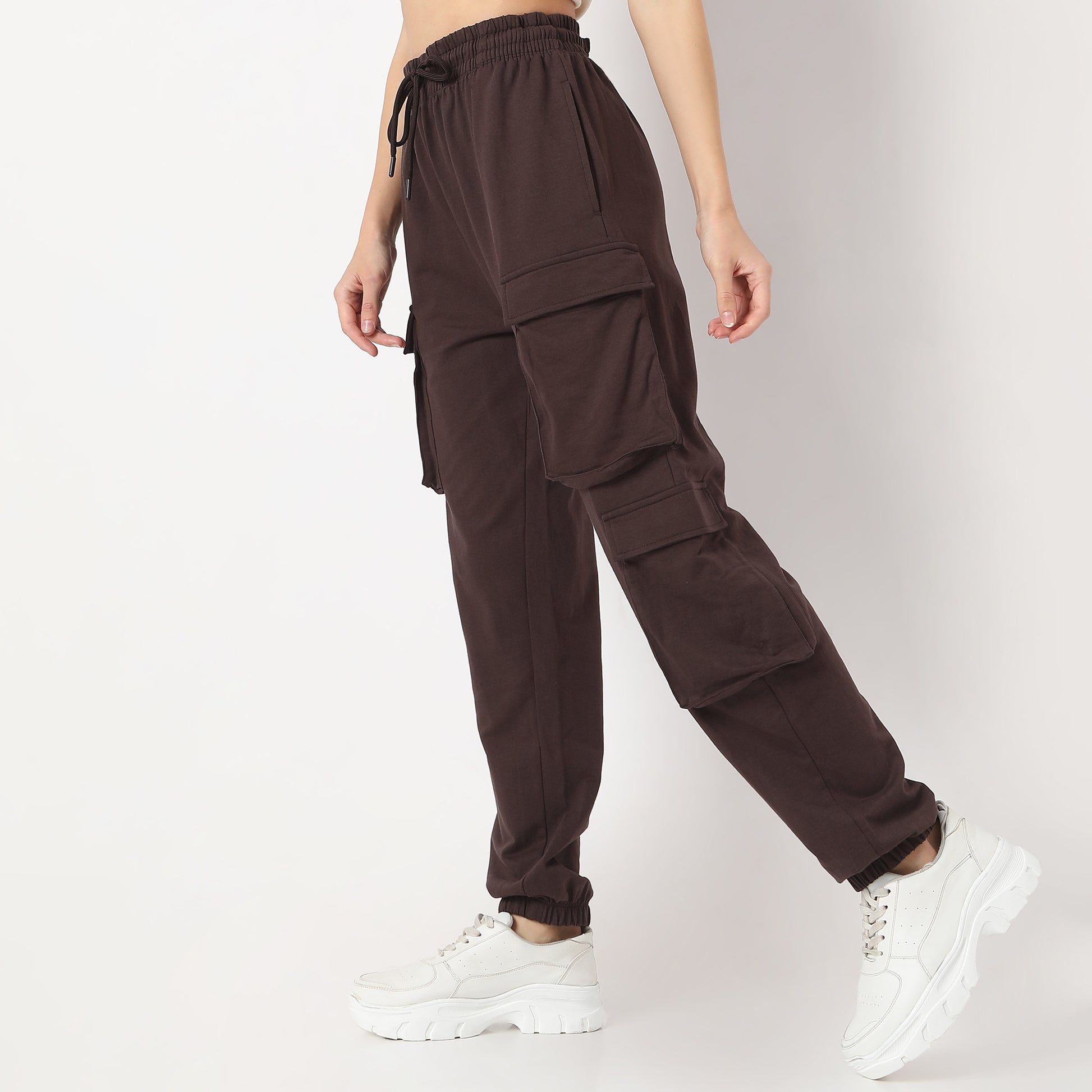 Regular Fit Solid Mid Rise Joggers