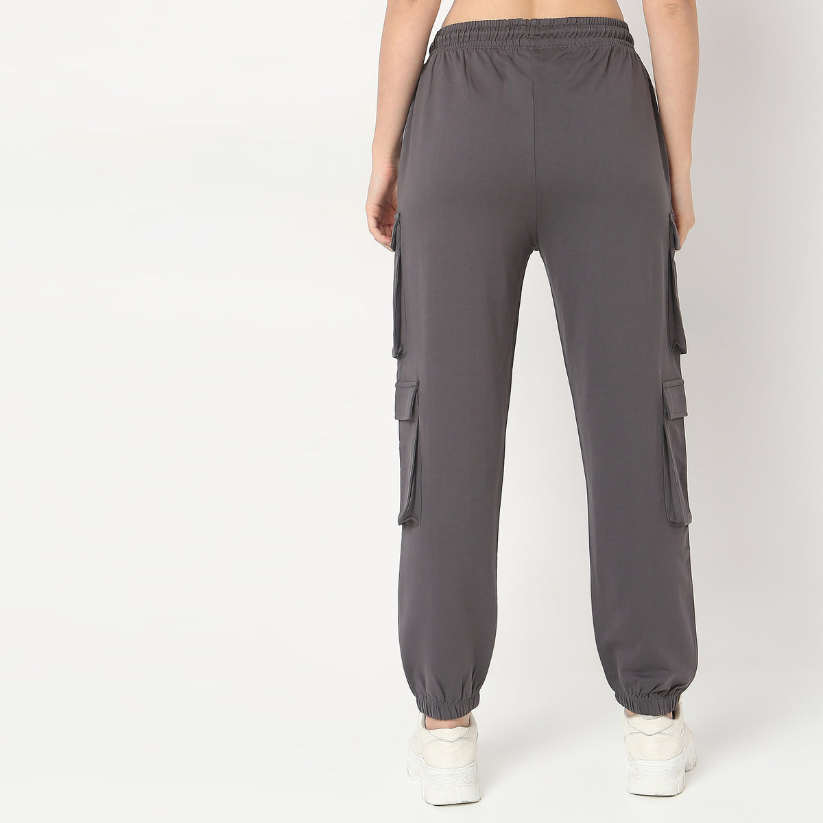 Regular Fit Solid Mid Rise Joggers