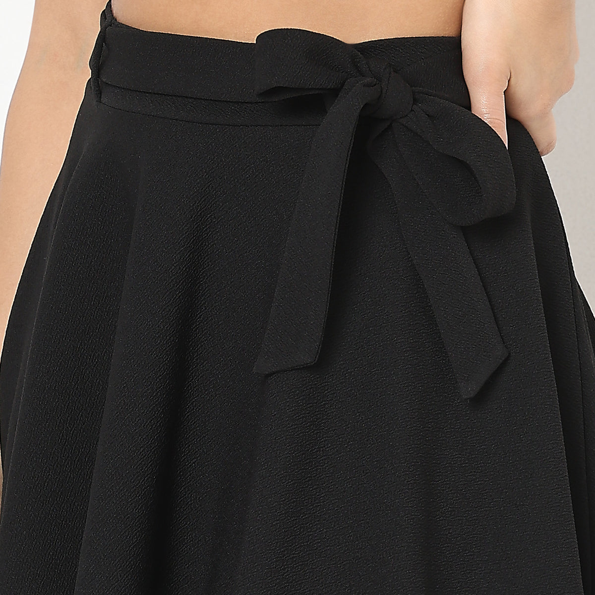 Flare Fit Solid Mid Rise Skirts