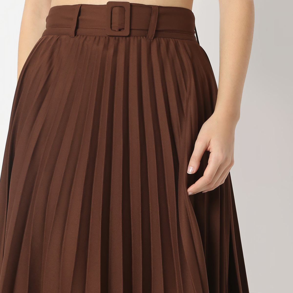 Regular Fit Solid Mid Rise Skirts