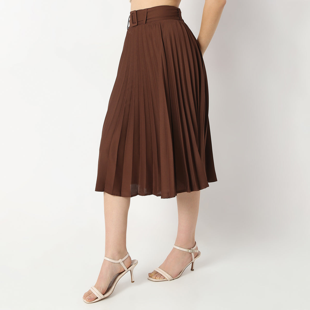 Regular Fit Solid Mid Rise Skirts