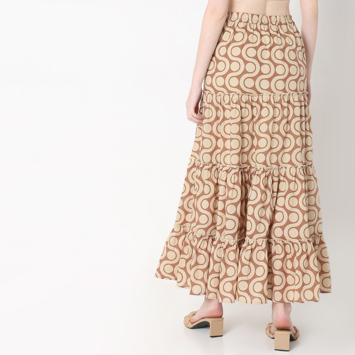 Flare Fit Printed Mid Rise Skirts