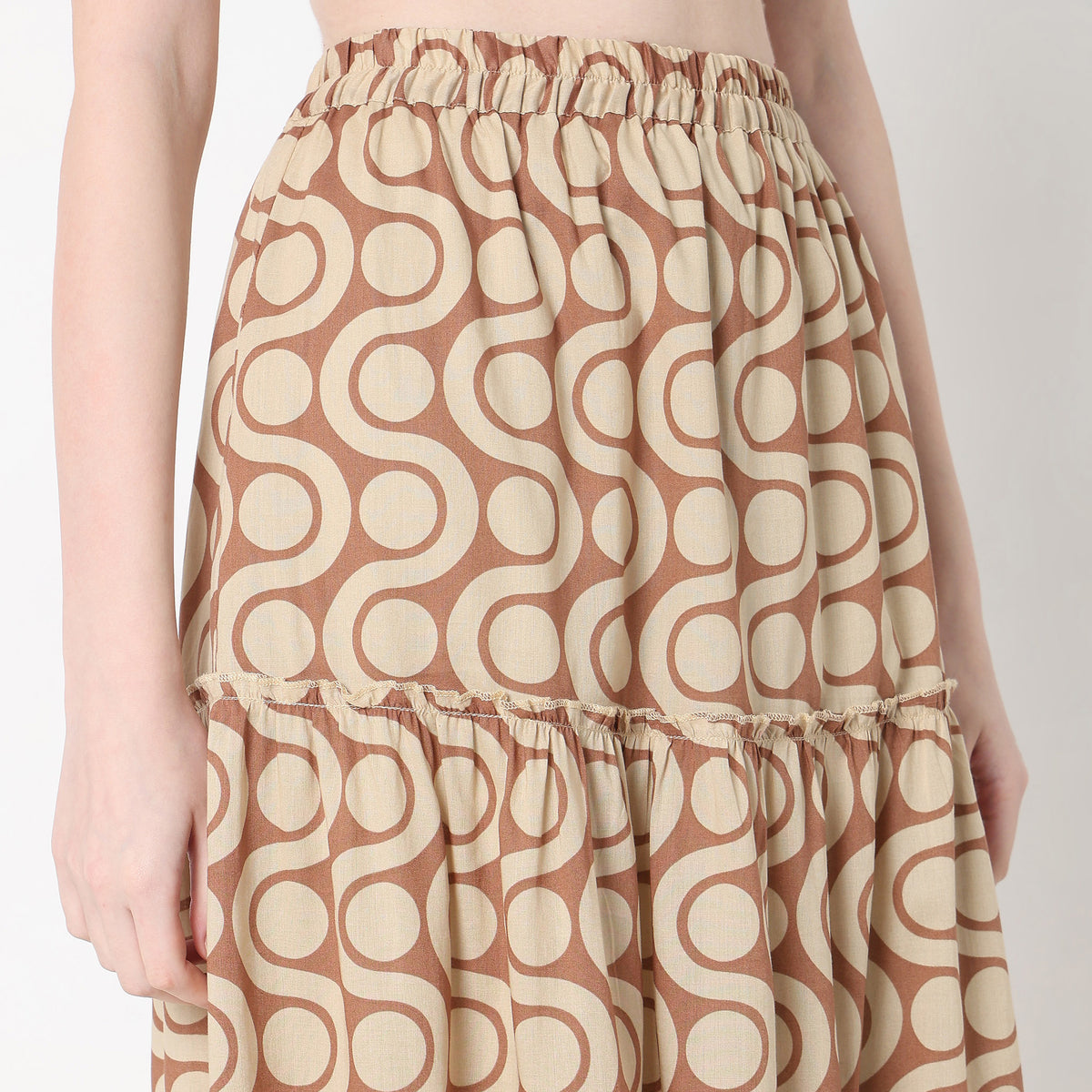 Flare Fit Printed Mid Rise Skirts