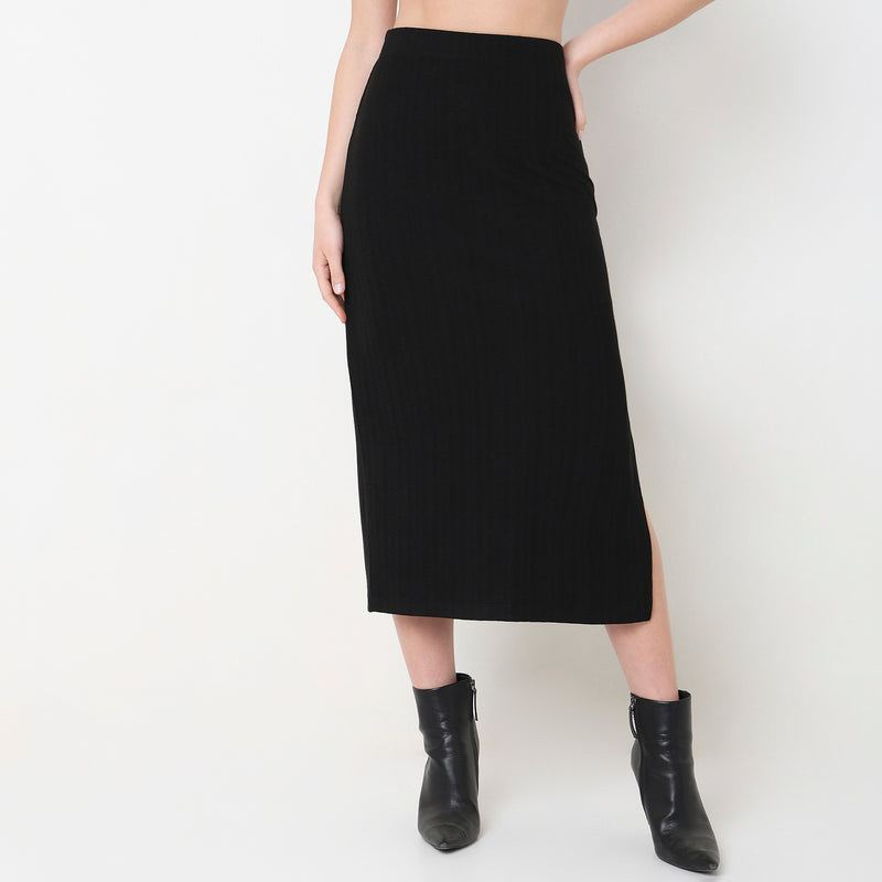 Slim Fit Structured High Rise Skirts