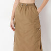 Regular Fit Solid Calf Length Mid Rise Skirt