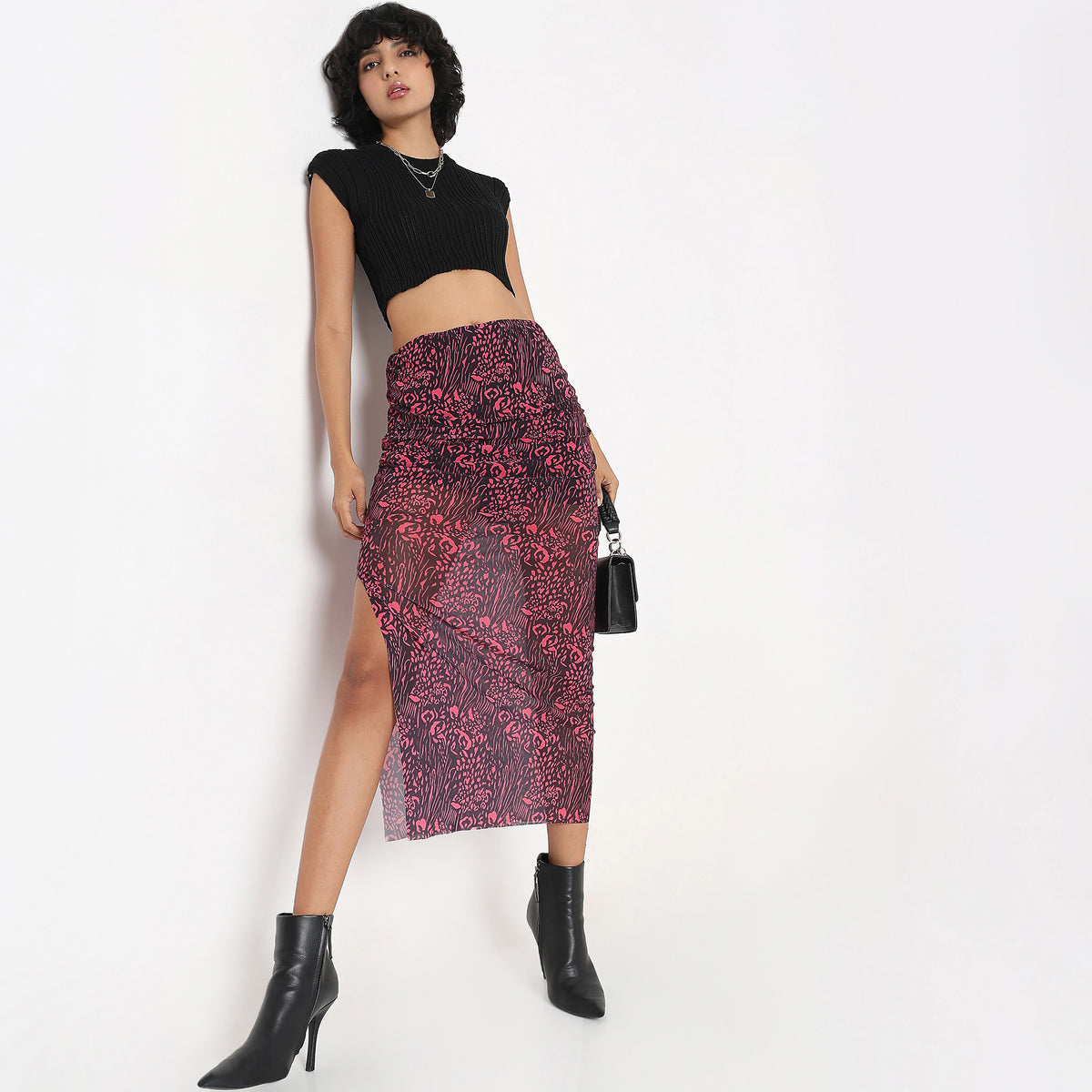 Slim Fit Printed High Rise Skirts