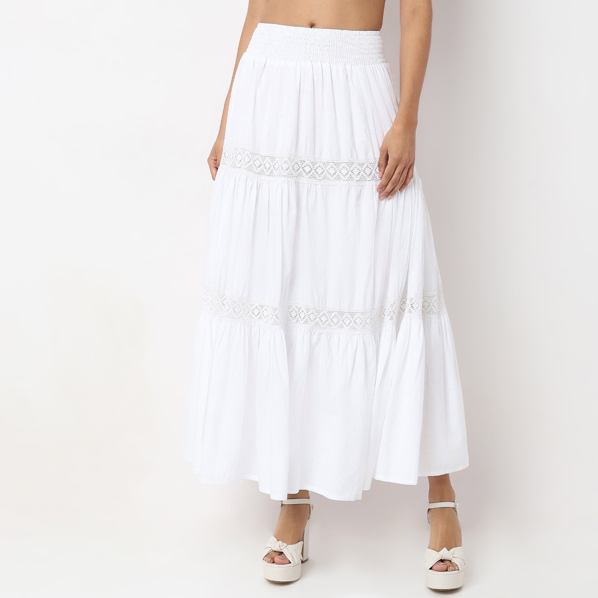 Flare Fit Solid High Rise Skirts