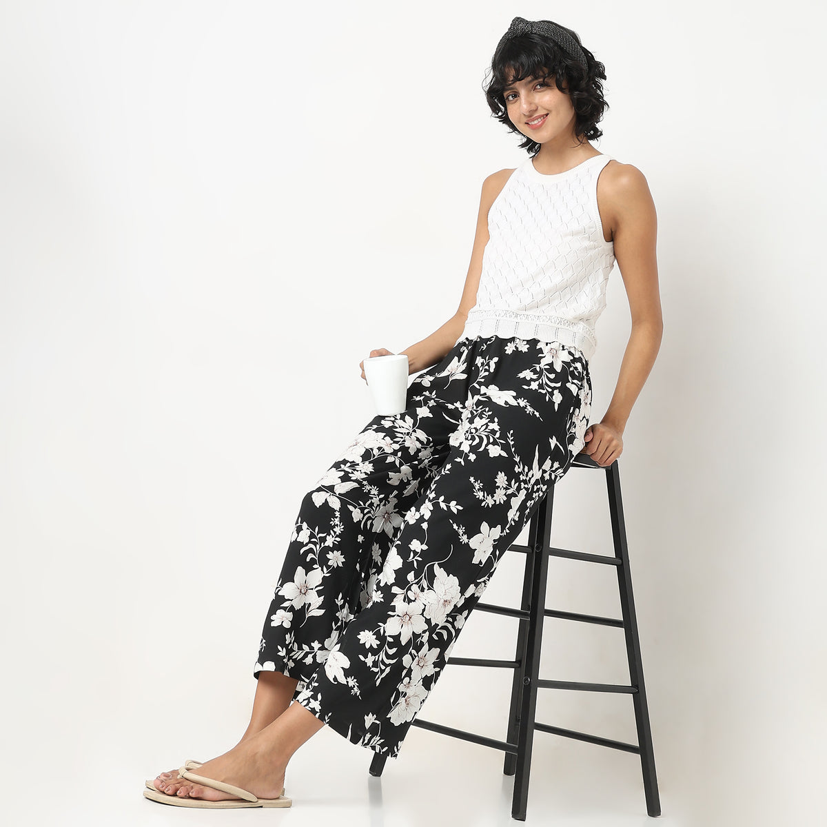 Regular Fit Floral Mid Rise Palazzos