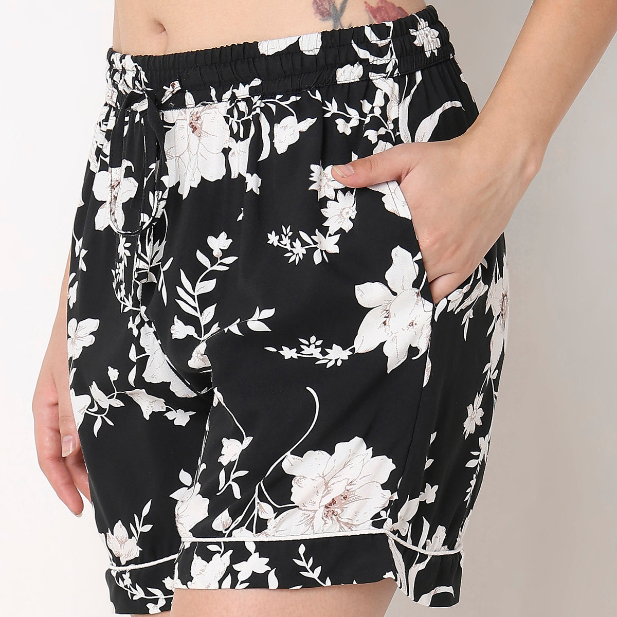 Regular Fit Floral Top with Shorts Sleepwear Set