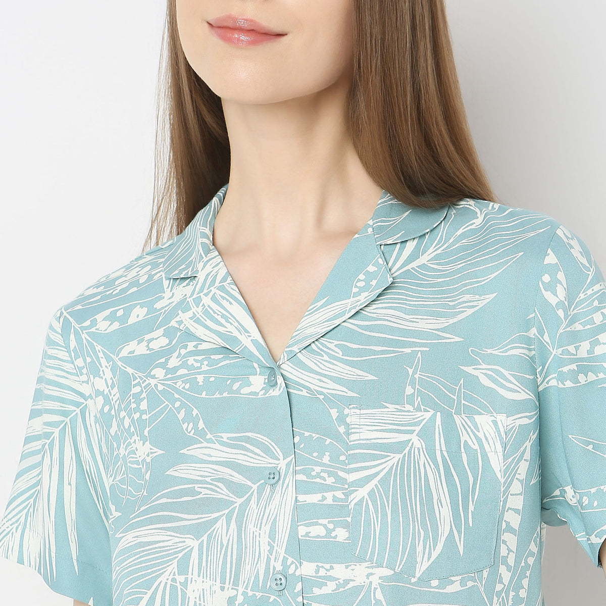 Regular Fit Printed Shirt with Pyjama Set