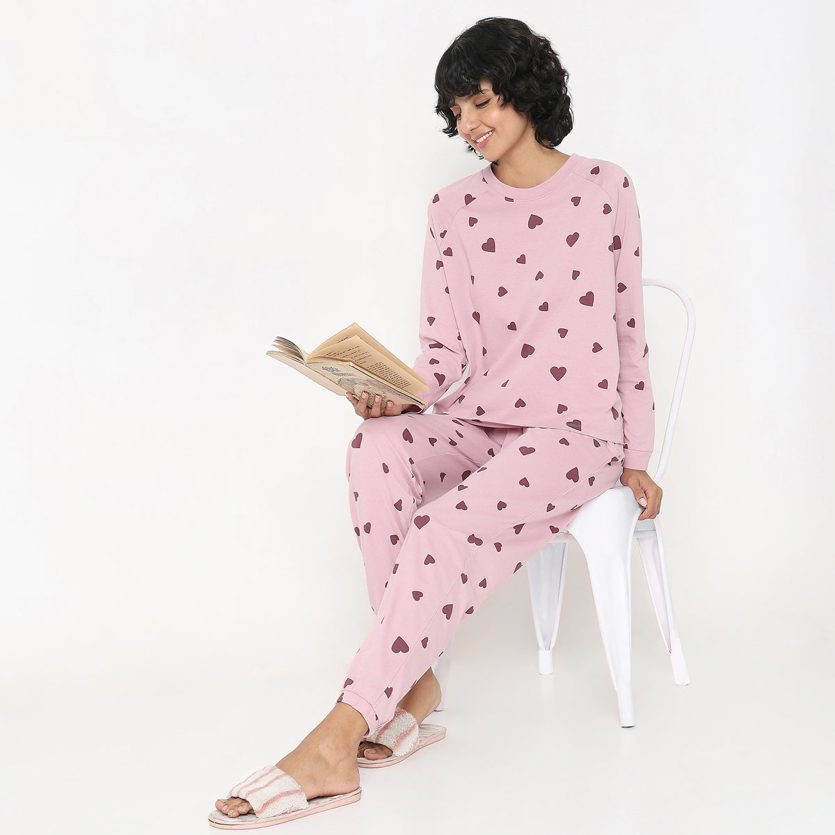 Regular Fit Heart T-Shirt with Pyjama Sleepwear Set