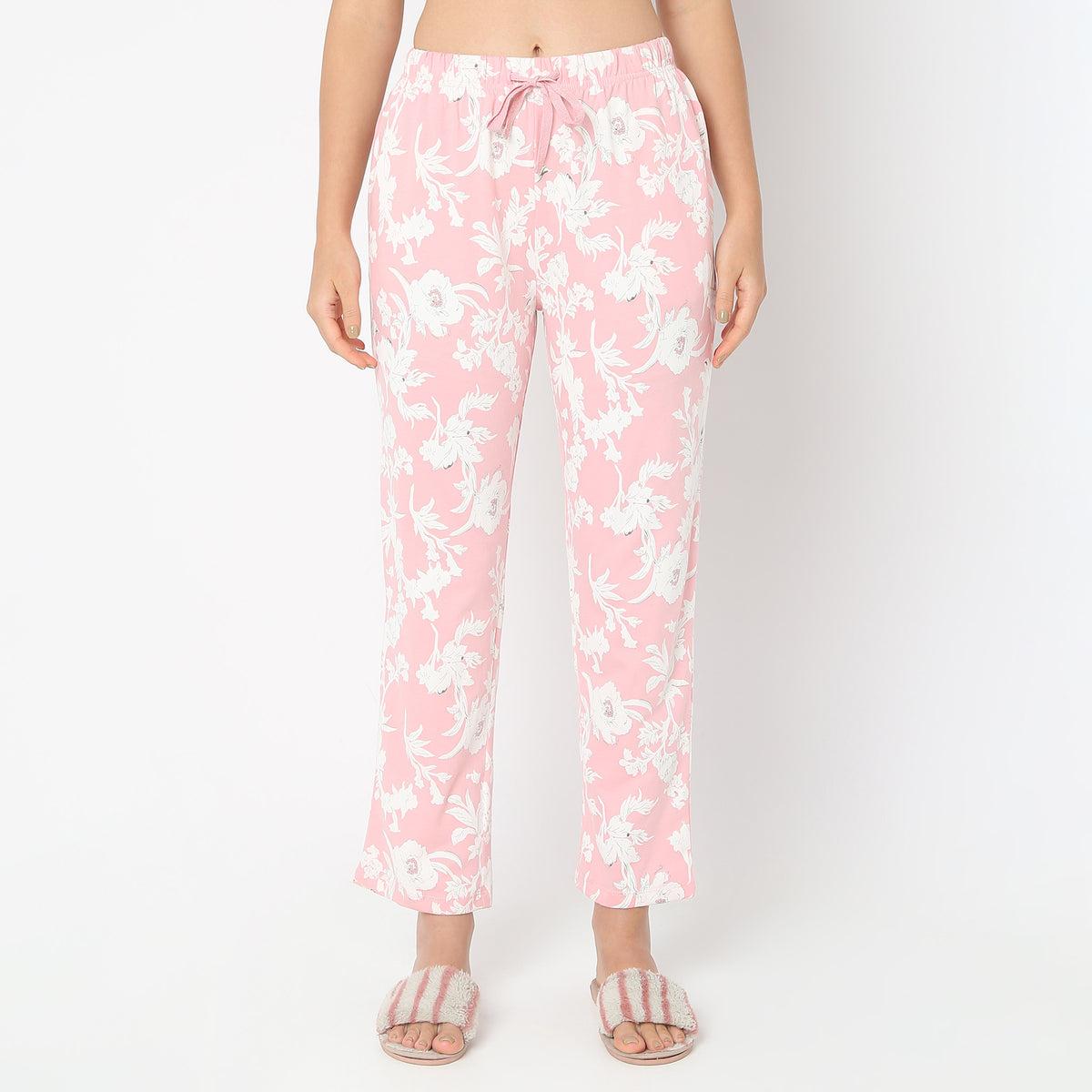 Regular Fit Floral Top with Pyjama Sleepwear Set