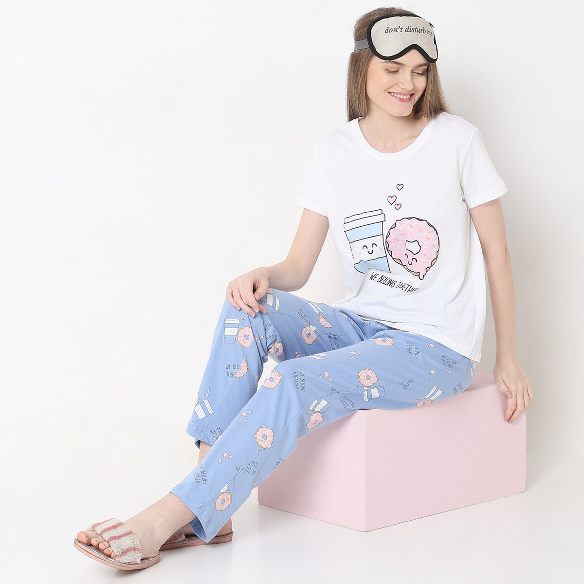 Regular Fit Printed T-Shirt with Pyjama Set