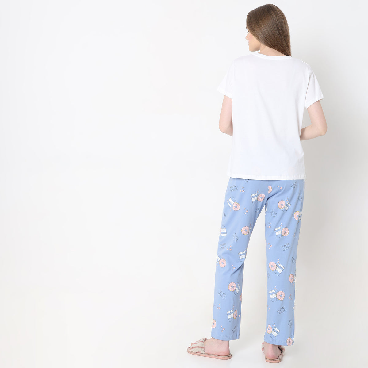 Regular Fit Printed T-Shirt with Pyjama Set