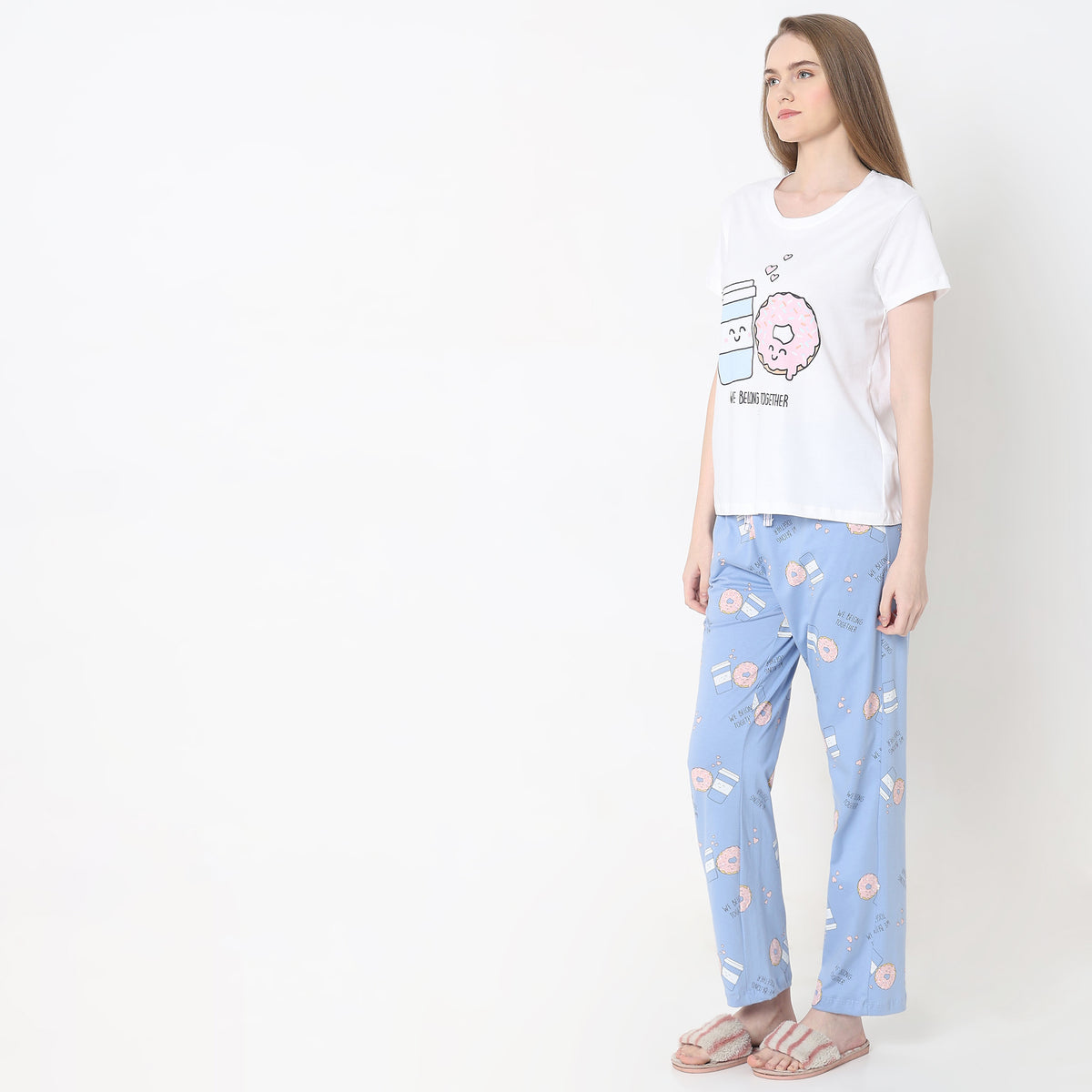 Regular Fit Printed T-Shirt with Pyjama Set