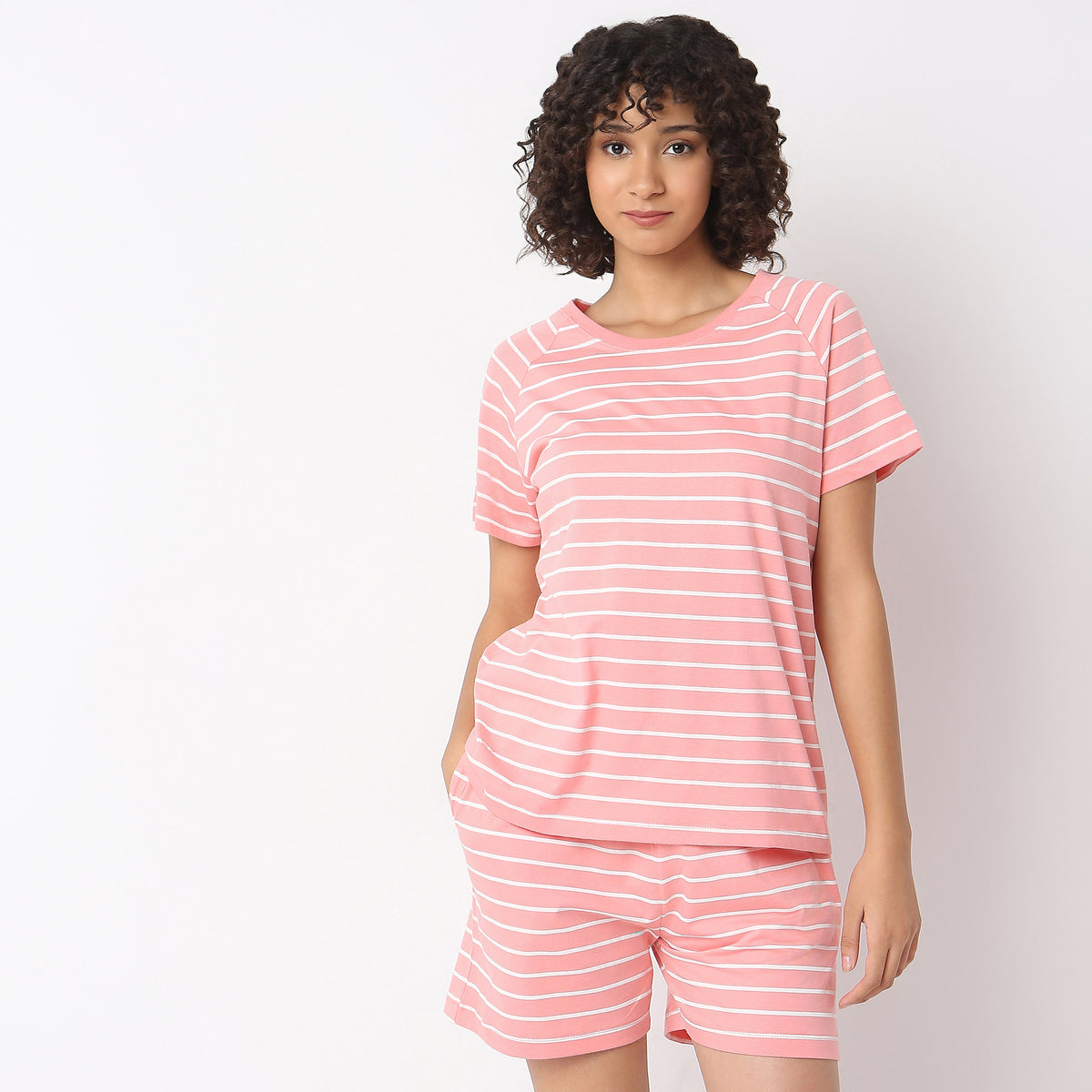 Regular Fit Striped Lounge Top