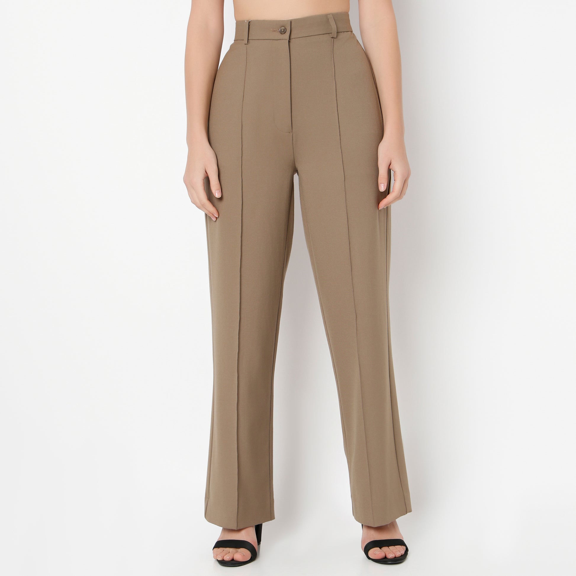 Regular Fit Solid Trousers