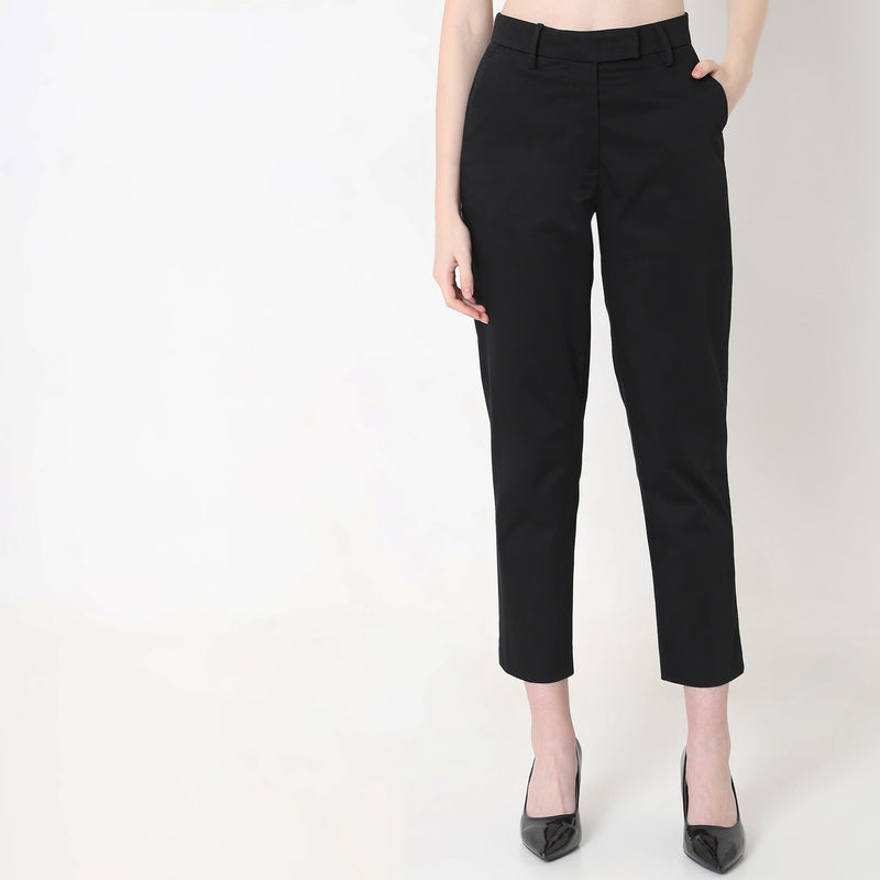 Regular Fit Solid Trousers