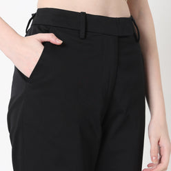 Regular Fit Solid Mid Rise Trousers